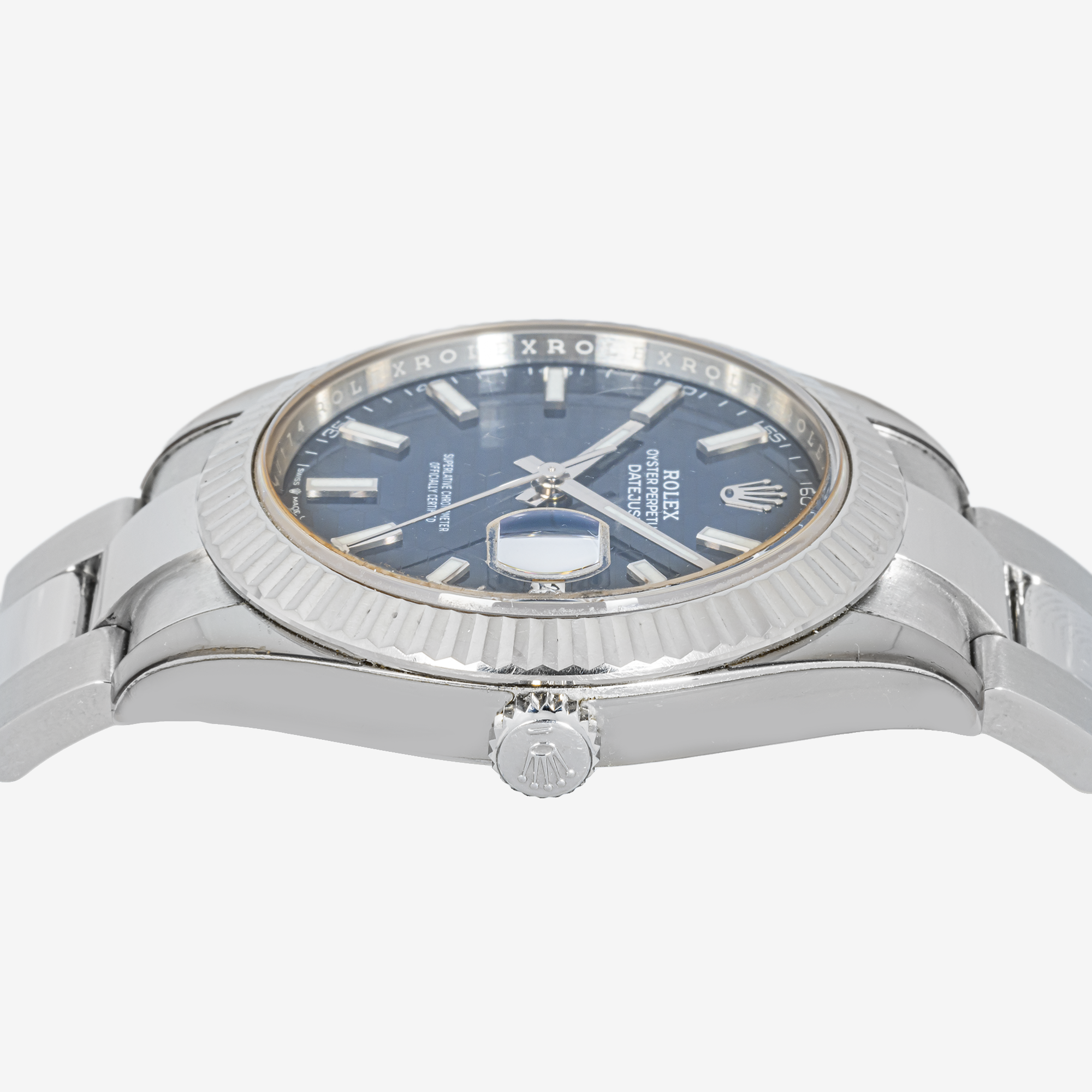 ROLEX DATEJUST 36MM 126234 BLUE MOTIF DIAL FLUTED BEZEL STAINLESS STEEL OYSTER BRACELET