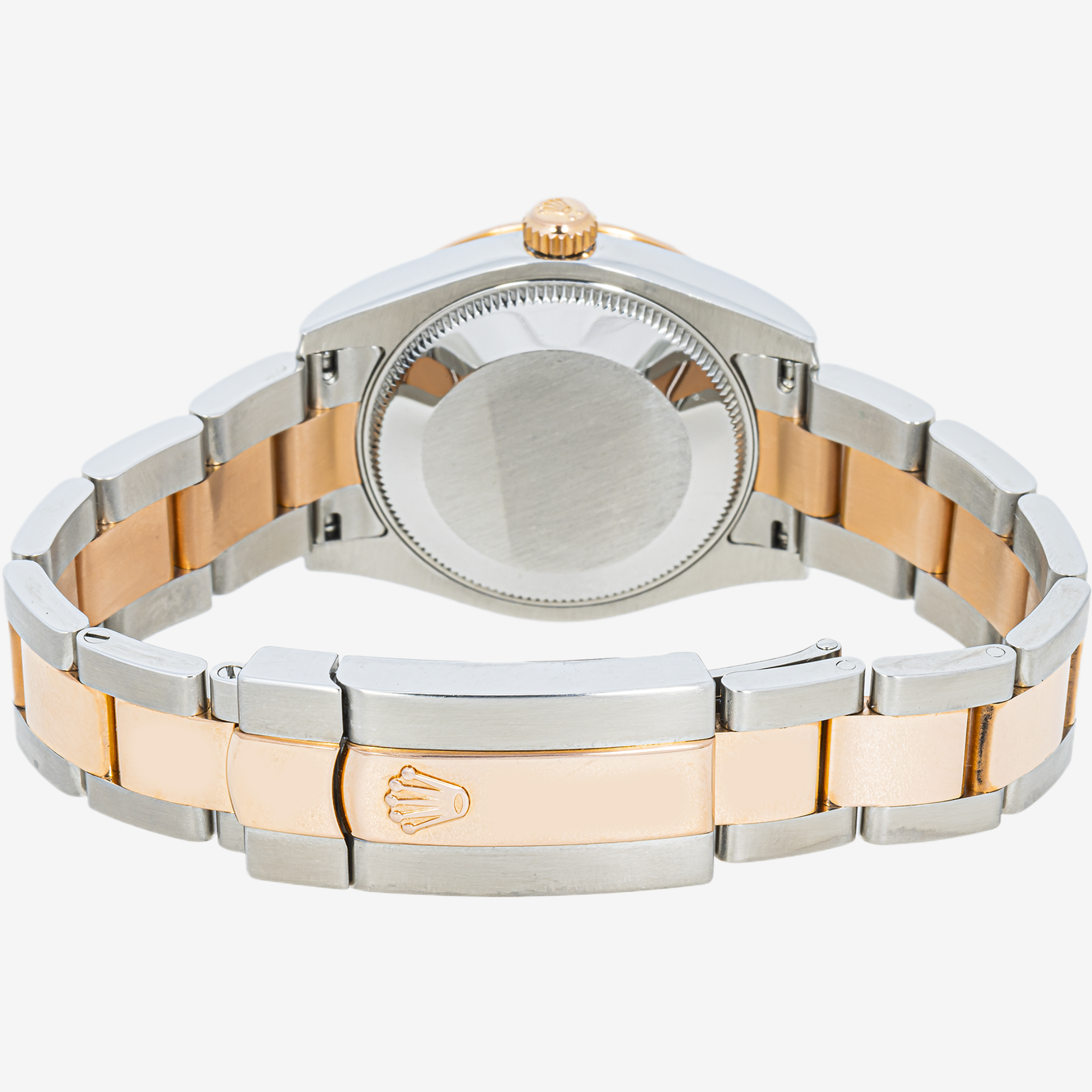 ROLEX DATEJUST 31MM 178341 CHOCOLATE ROMAN DIAMOND SCATTERED BEZEL TWO TONE ROSE GOLD OYSTER BRACELET