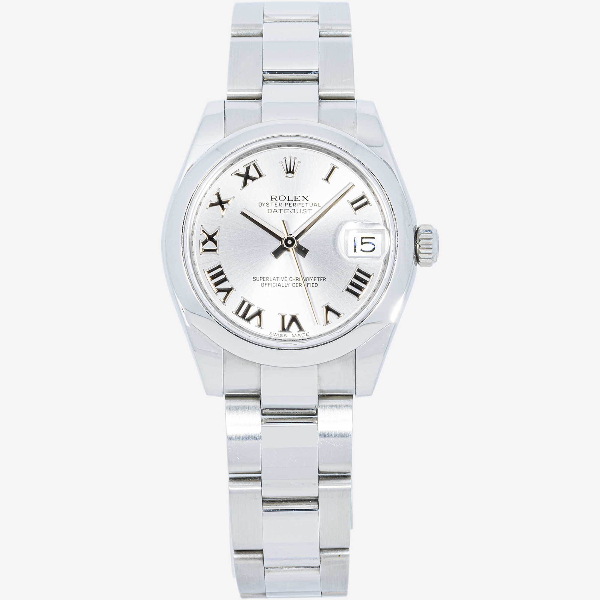 ROLEX DATEJUST 31MM 178240 SILVER ROMAN DIAL SMOOTH BEZEL STAINLESS STEEL OYSTER BRACELET