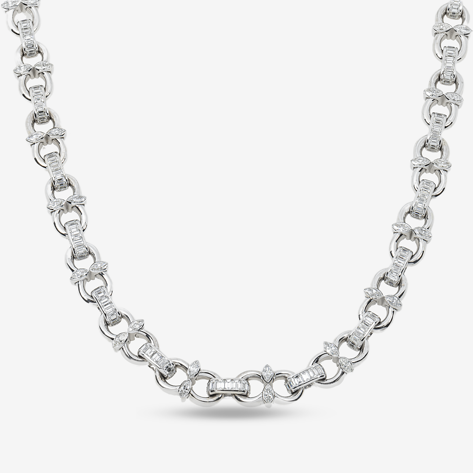 MARQUIS EMERALD DIAMOND LINK CHAIN 14K SOLID GOLD 25CT
