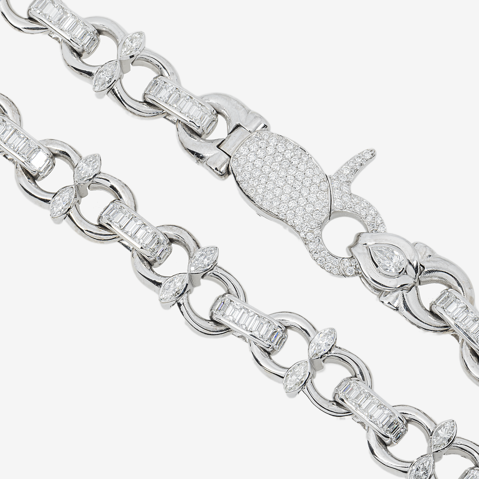MARQUIS EMERALD DIAMOND LINK CHAIN 14K SOLID GOLD 25CT