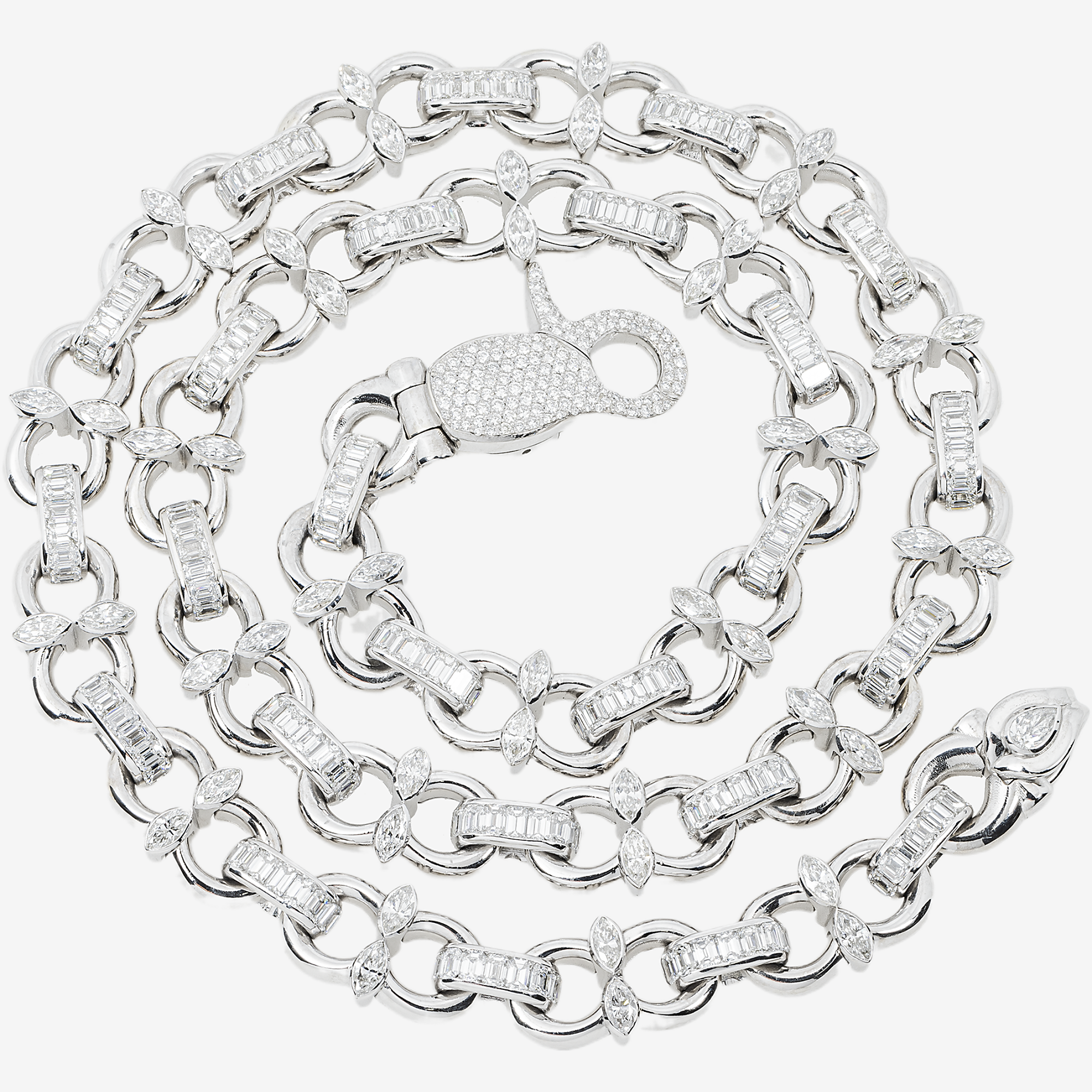 MARQUIS EMERALD DIAMOND LINK CHAIN 14K SOLID GOLD 25CT