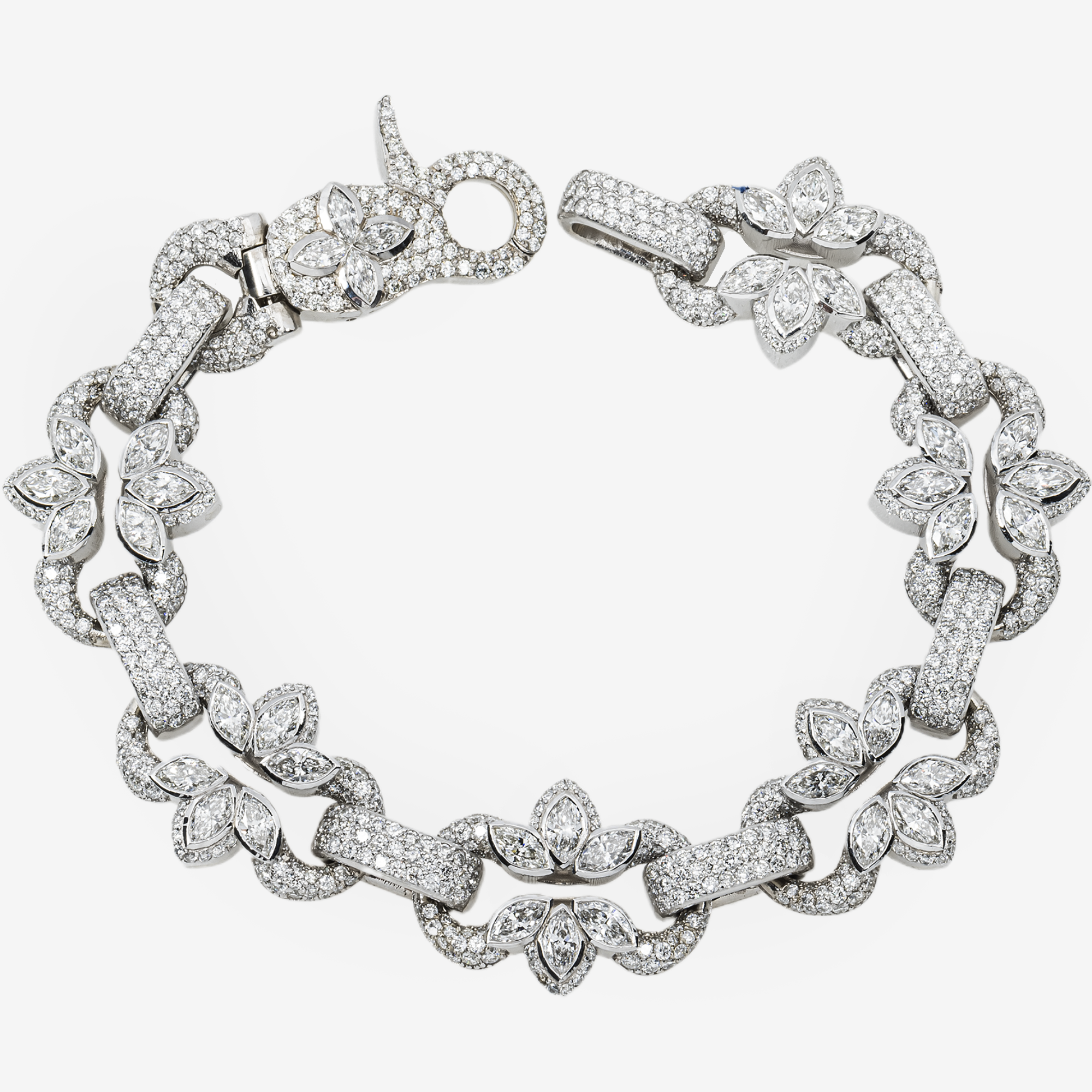 MARQUIS LINK ROUND AND PEAR SHAPED DIAMOND  BRACELET