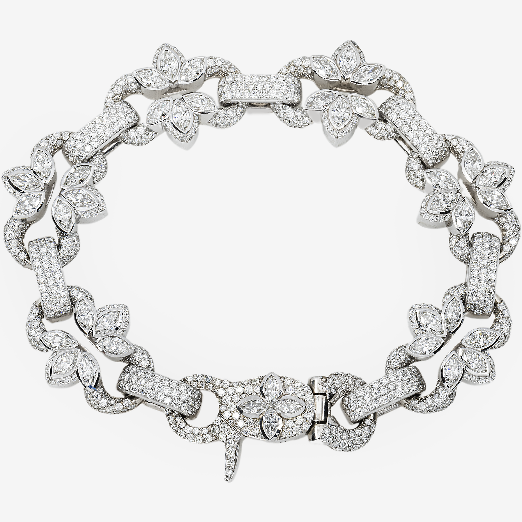 MARQUIS LINK ROUND AND PEAR SHAPED DIAMOND  BRACELET