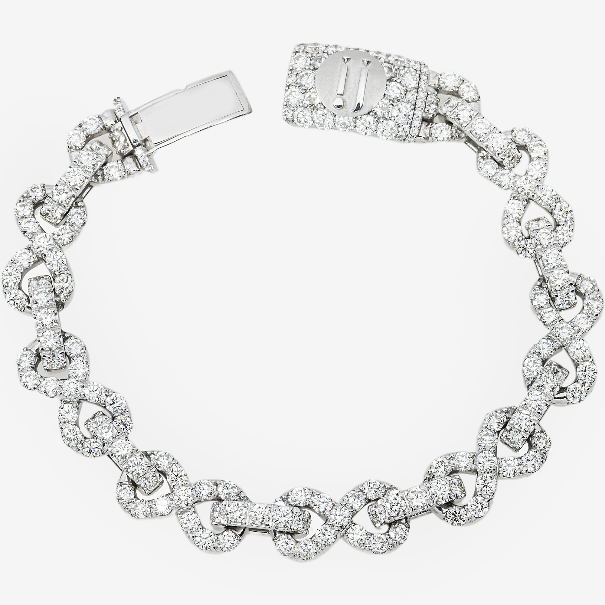 INFINITY LINK CHAIN WHITE GOLD 12 POINTER DIAMOND BRACELET