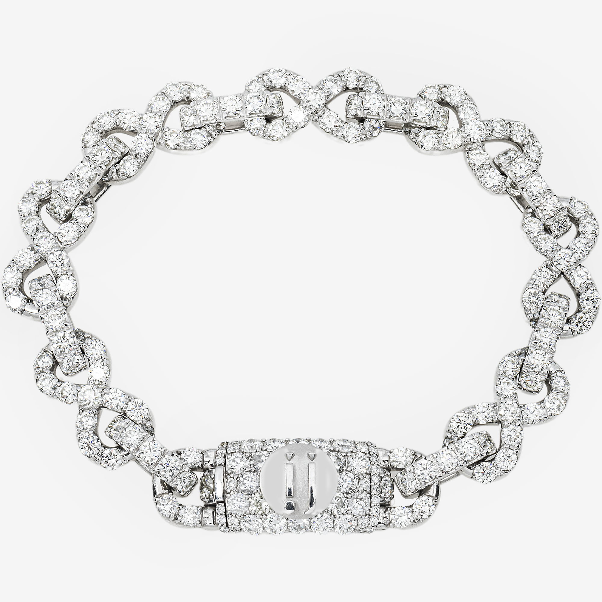 INFINITY LINK CHAIN WHITE GOLD 12 POINTER DIAMOND BRACELET