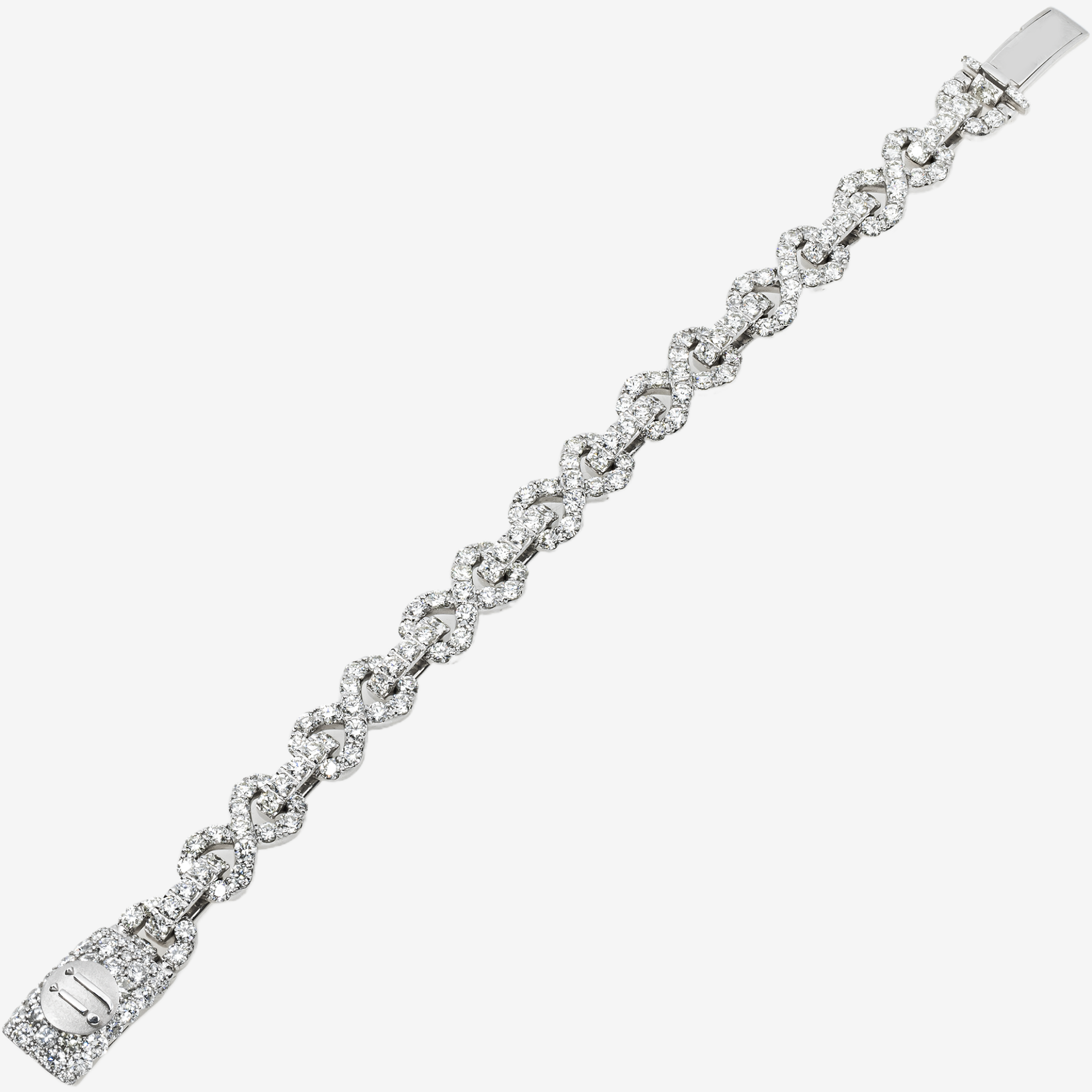 INFINITY LINK CHAIN WHITE GOLD 12 POINTER DIAMOND BRACELET
