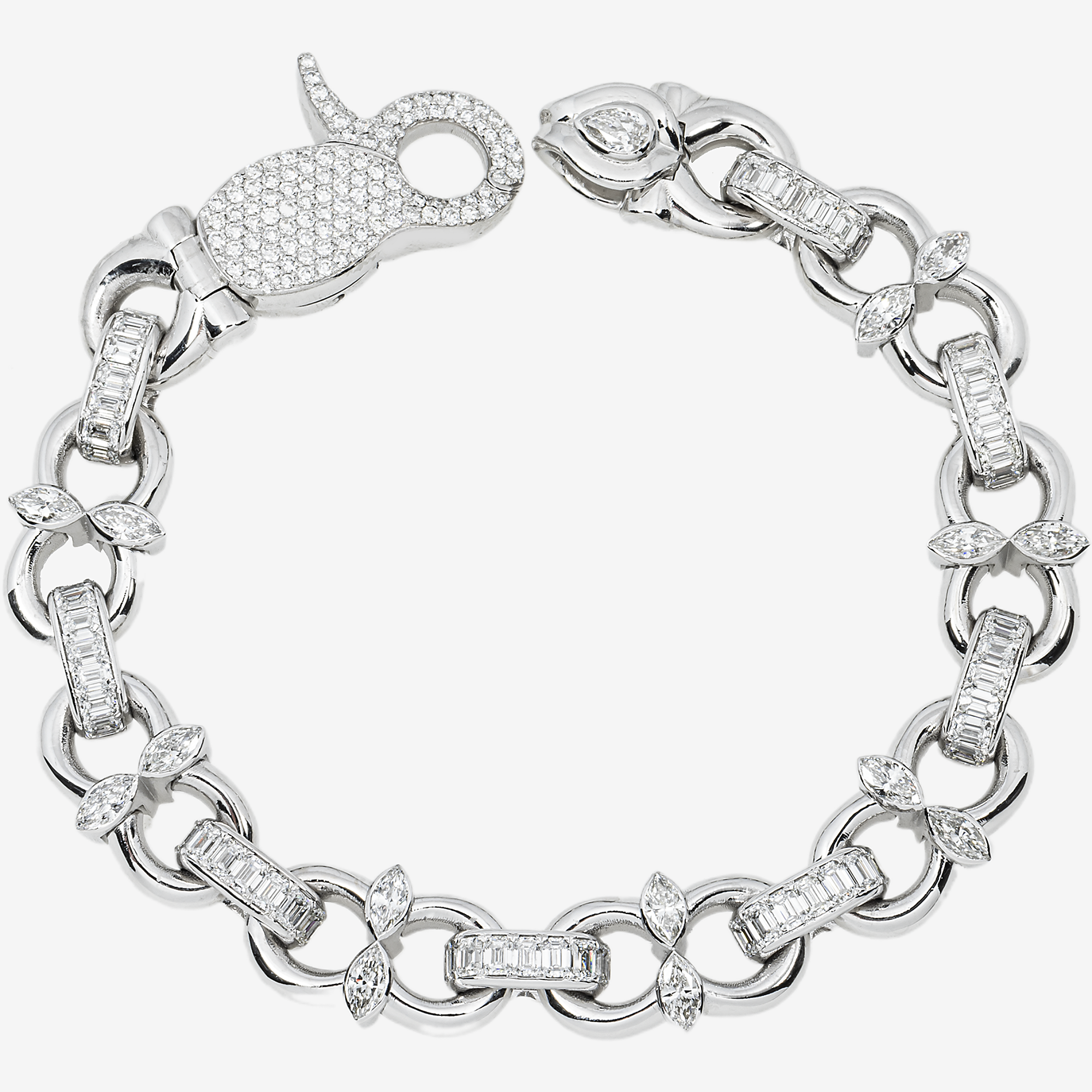 MARQUIS LINK EMERALD/PEAR DIAMOND BRACELET