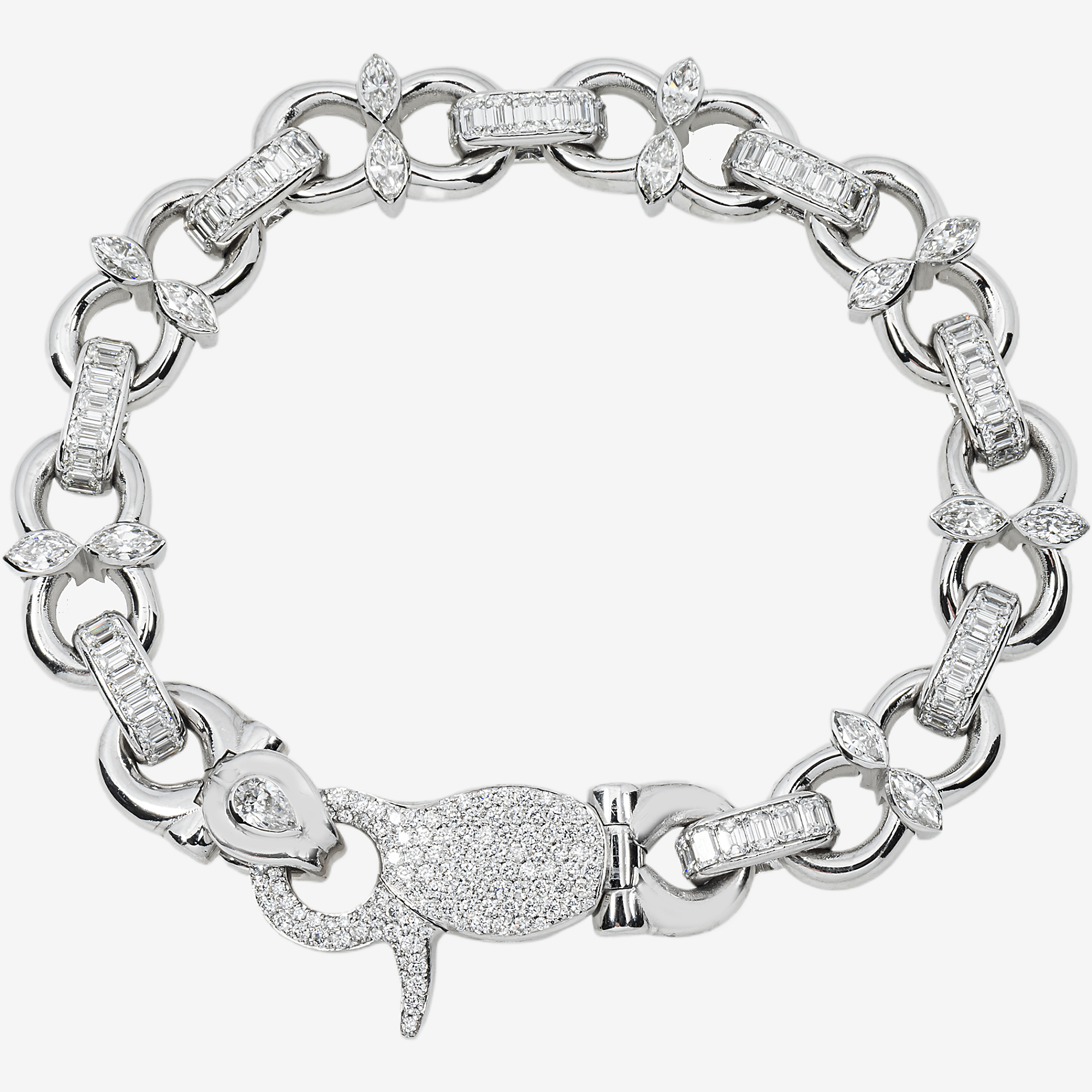 MARQUIS LINK EMERALD/PEAR DIAMOND BRACELET