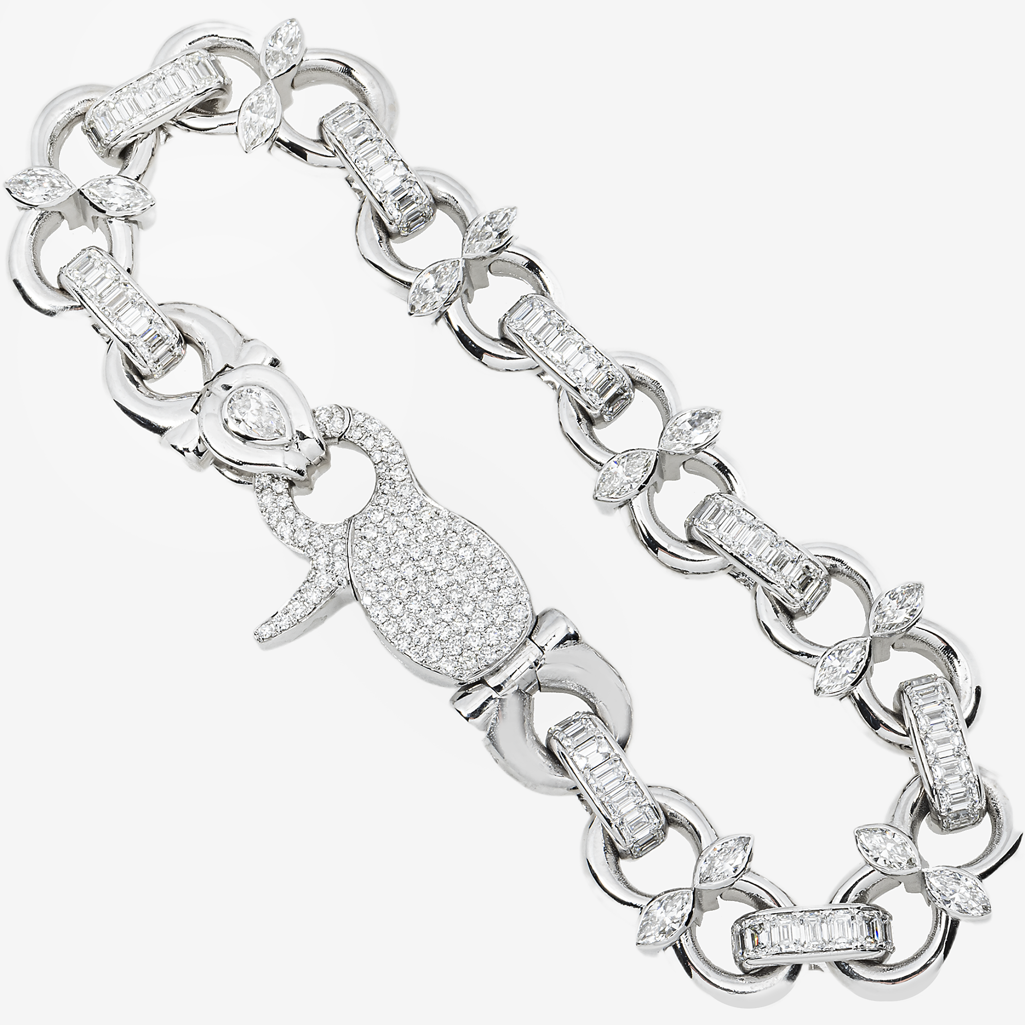 MARQUIS LINK EMERALD/PEAR DIAMOND BRACELET