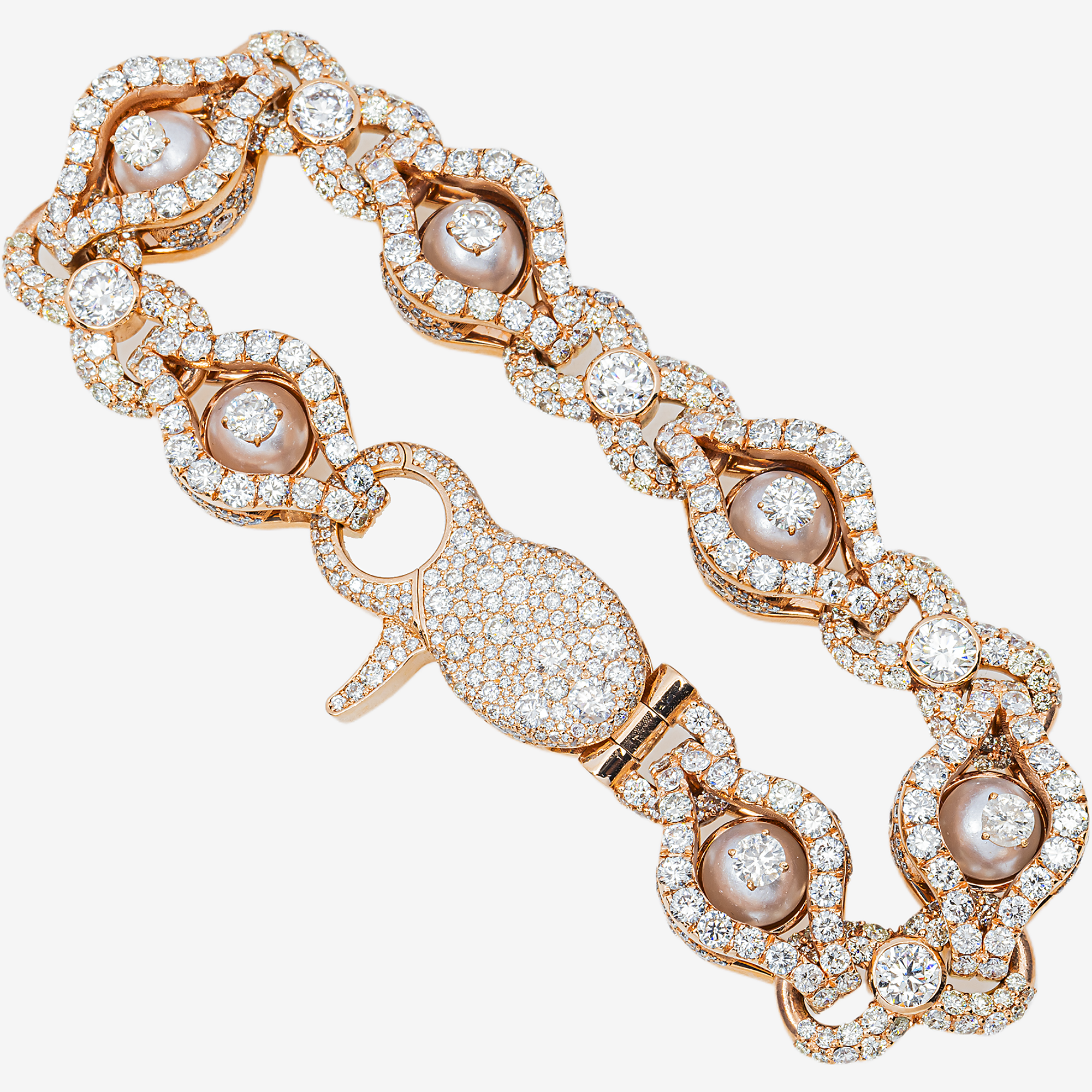 EVIL EYE X INFINITY LINK PEAR SHAPED ROSE GOLD DIAMOND BRACELET