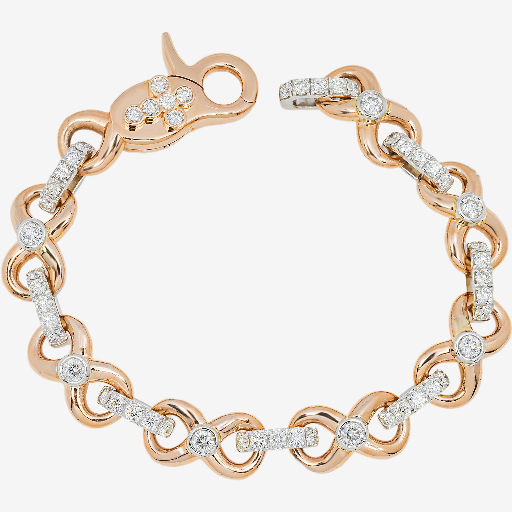 TWO TONE DIAMOND INFINITY LINK BRACELET