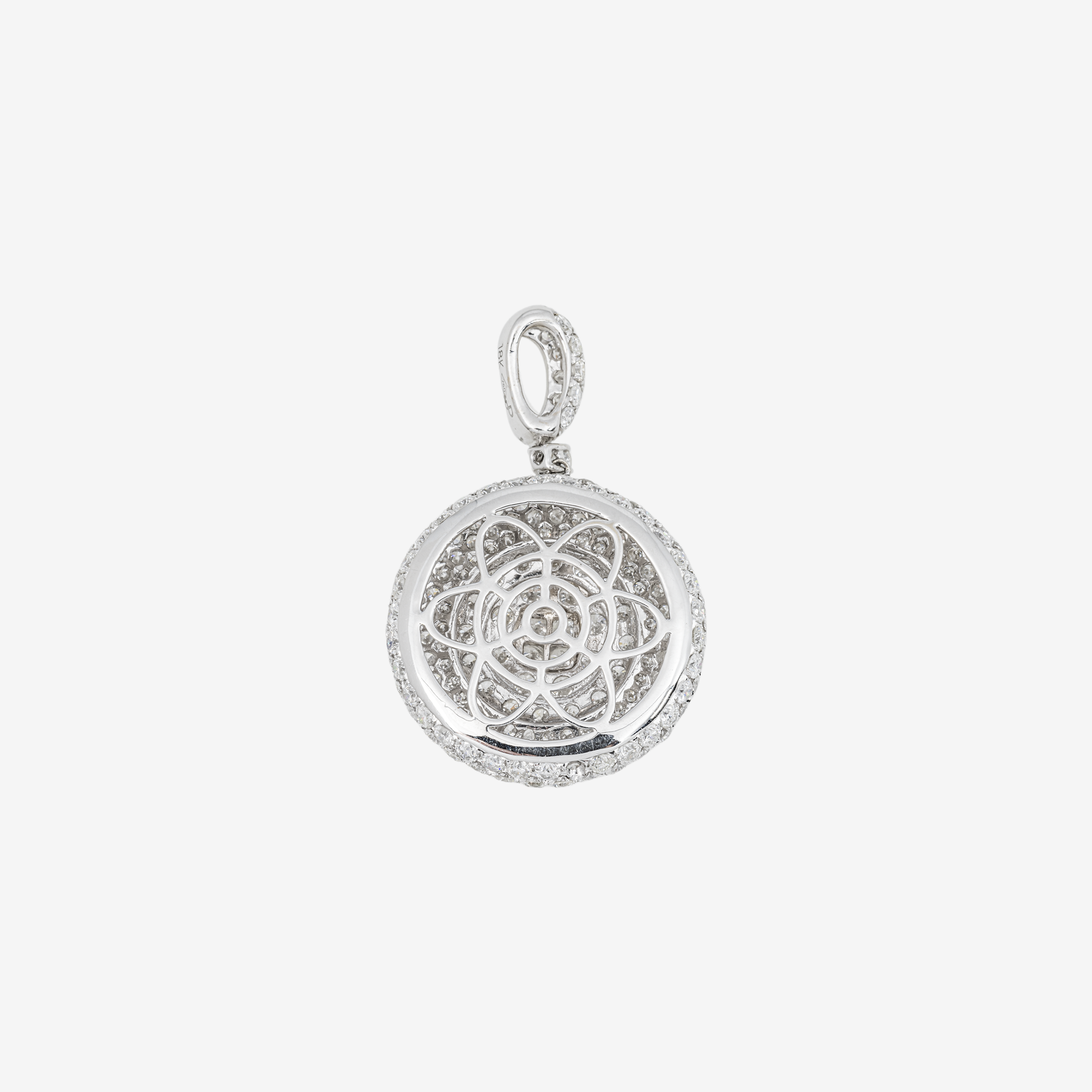 18K CIRCLE DIAMOND DROP PENDANT IN WG