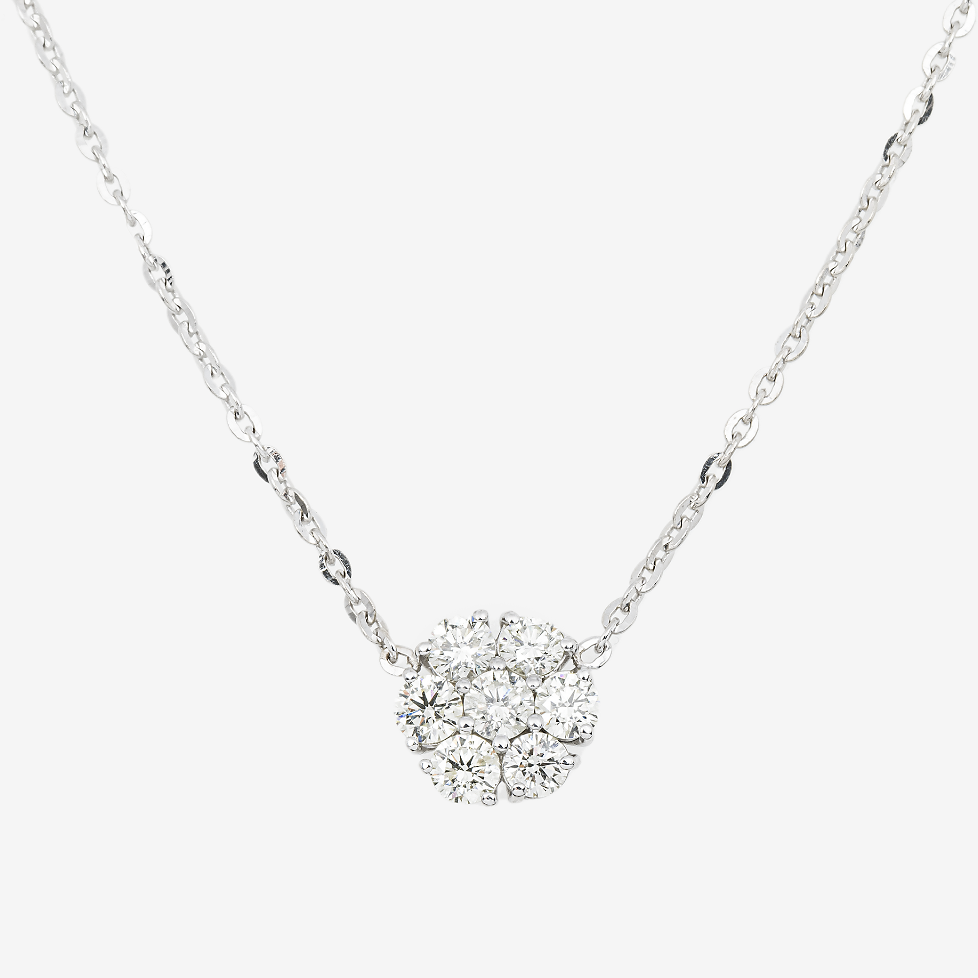 DIAMOND CLUSTER NECKLACE IN WG