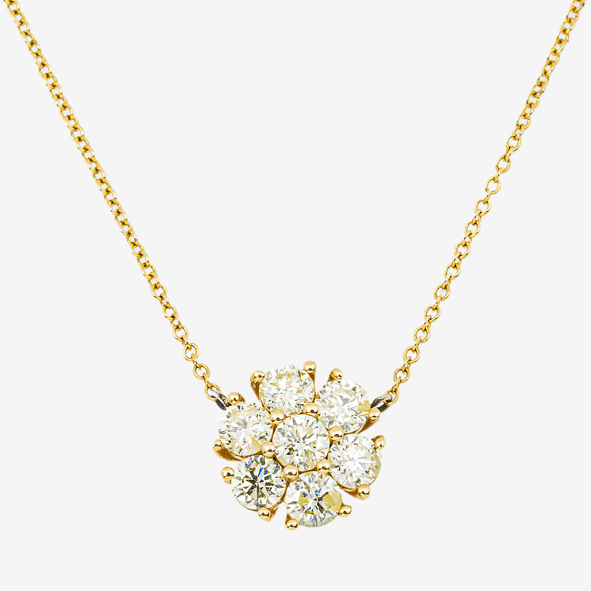 DIAMOND CLUSTER NECKLACE IN YG