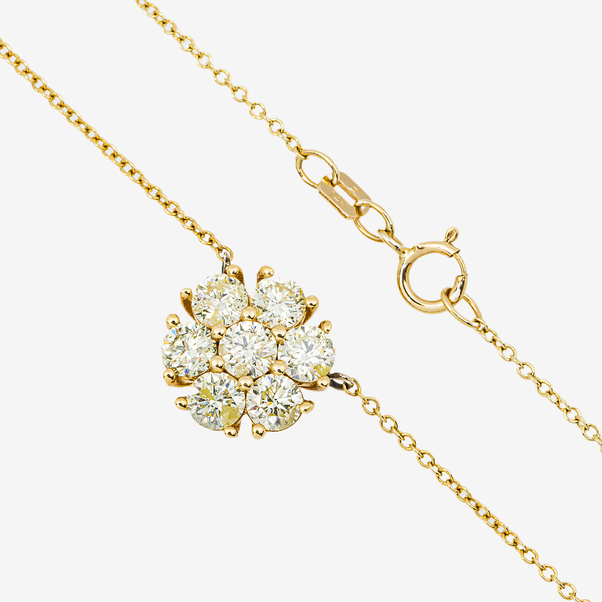 DIAMOND CLUSTER NECKLACE IN YG