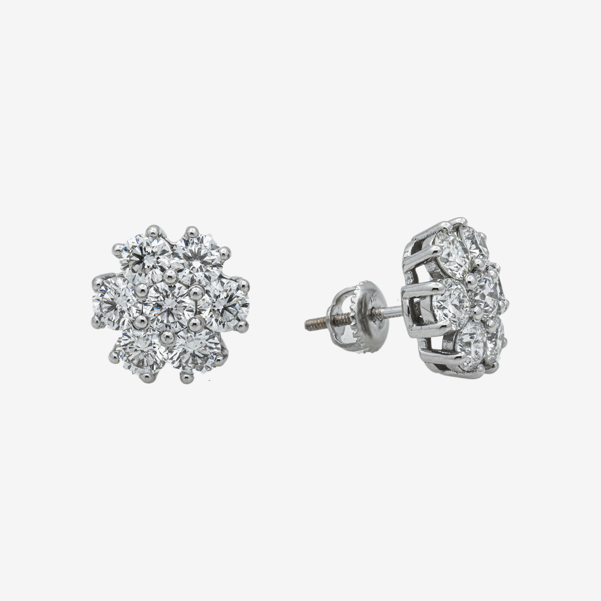 WHITE DIAMOND CLUSTER EARRINGS