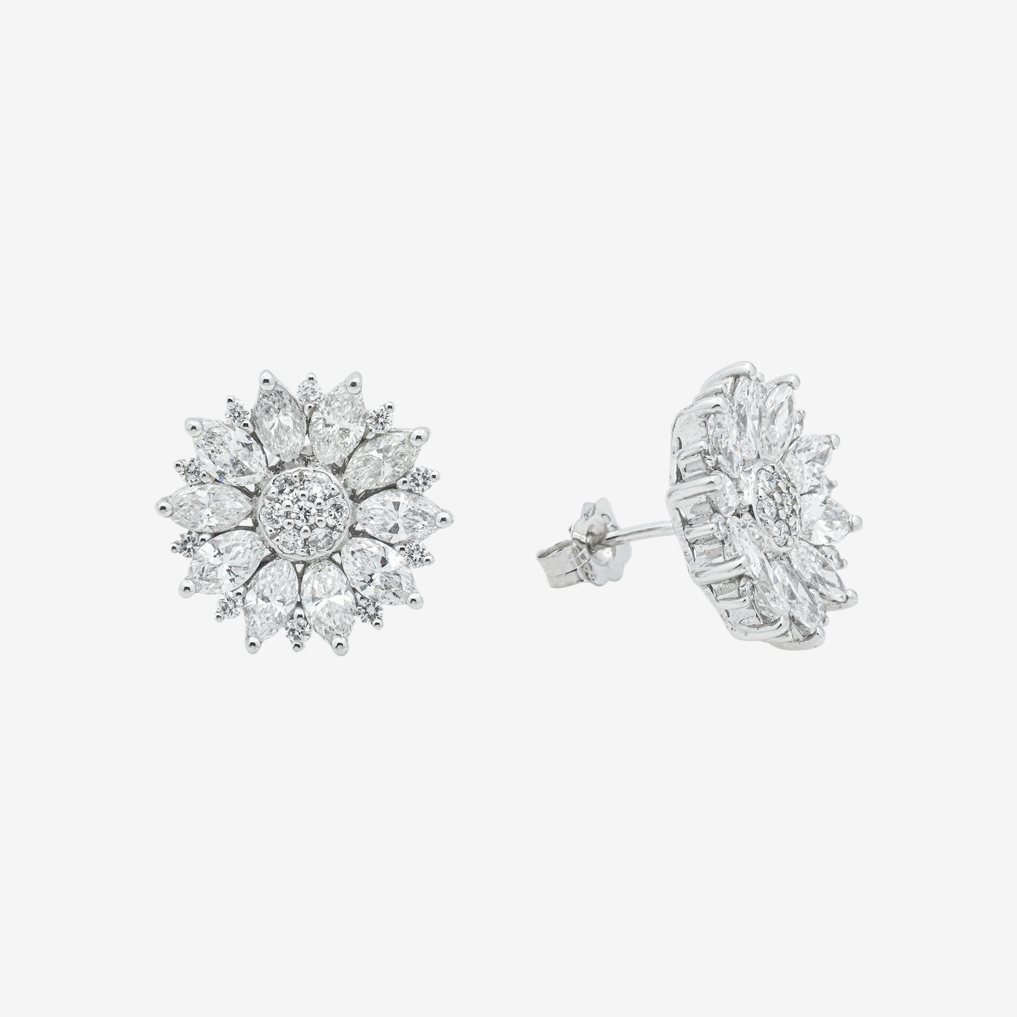 FLORAL PEAR SHAPE DIAMOND EARRINGS
