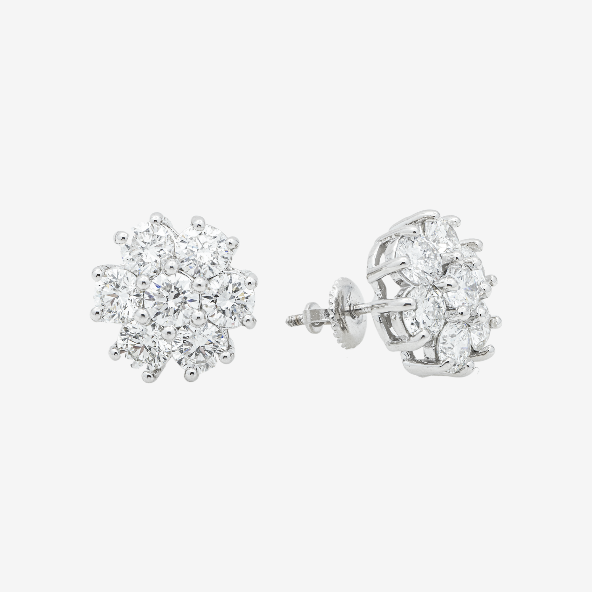 WHITE DIAMOND CLUSTER EARRINGS