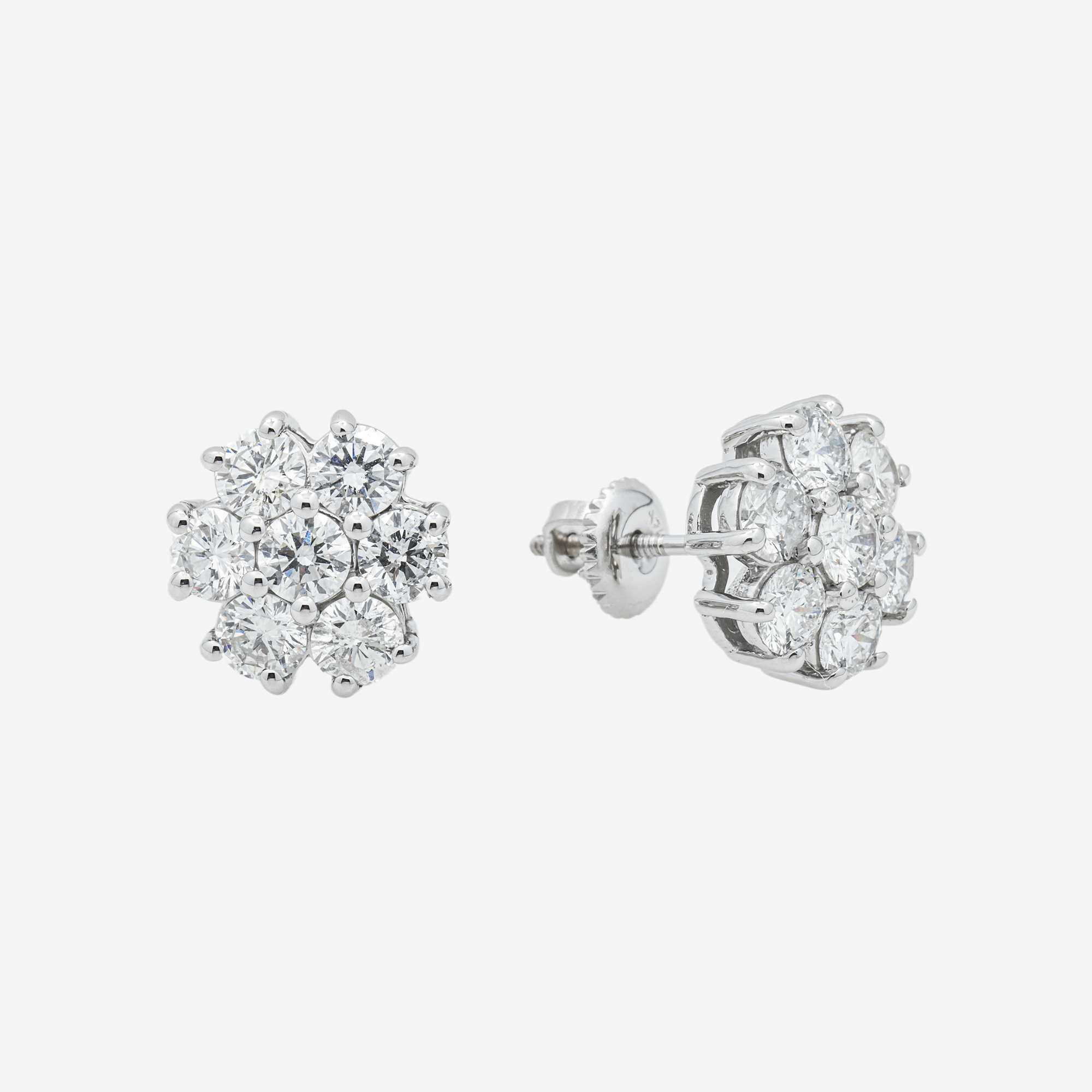 WHITE 3.6CT DIAMOND CLUSTER EARRINGS