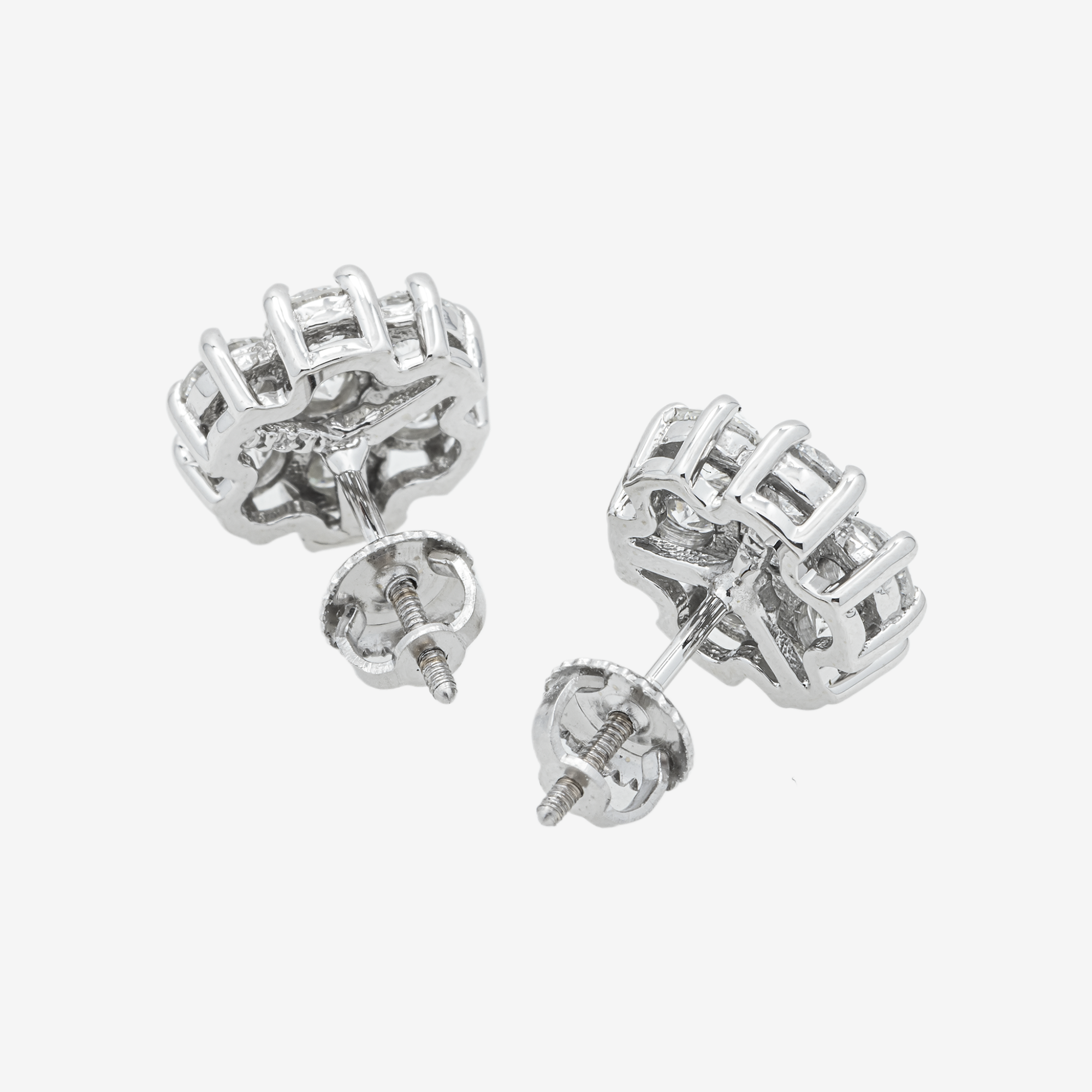 WHITE 3.6CT DIAMOND CLUSTER EARRINGS