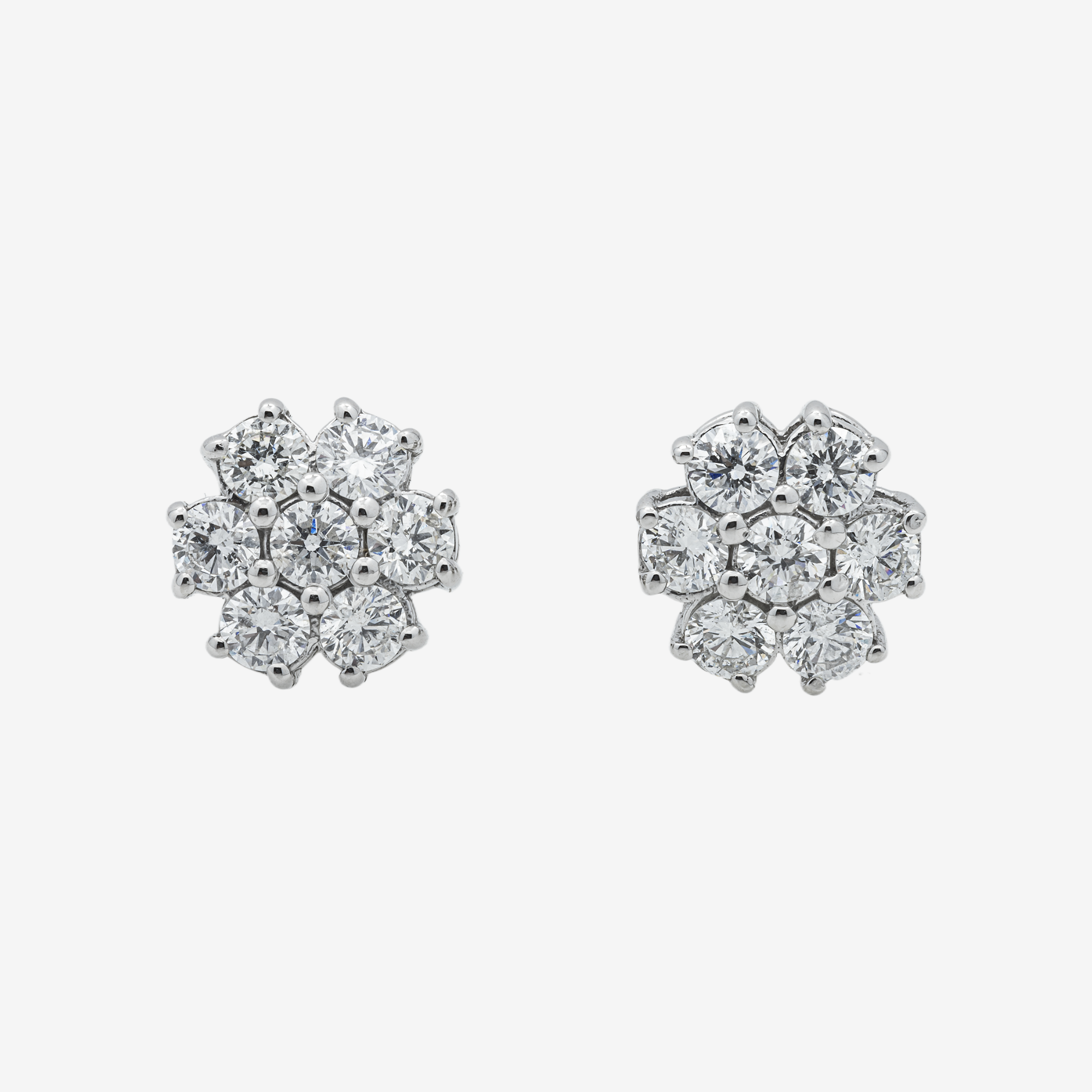 WHITE 3.4CT DIAMOND CLUSTER EARRINGS