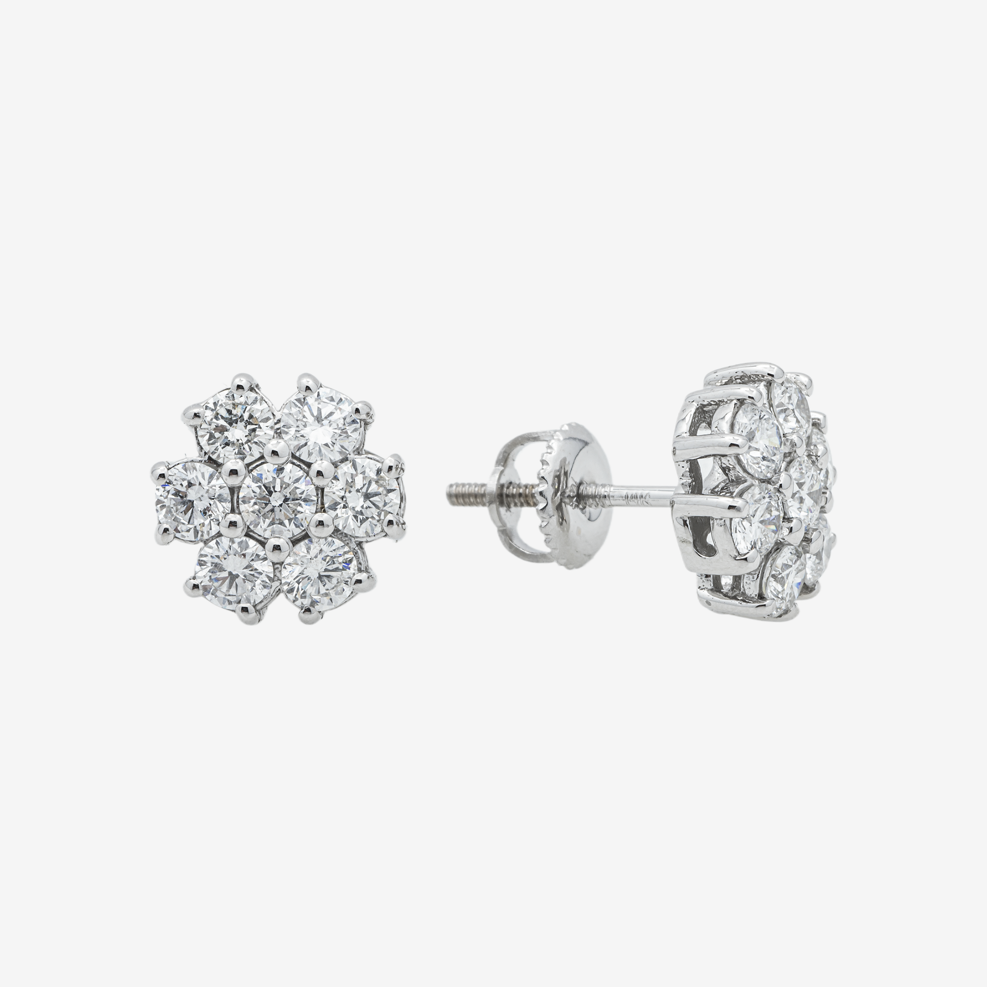 WHITE 3.4CT DIAMOND CLUSTER EARRINGS