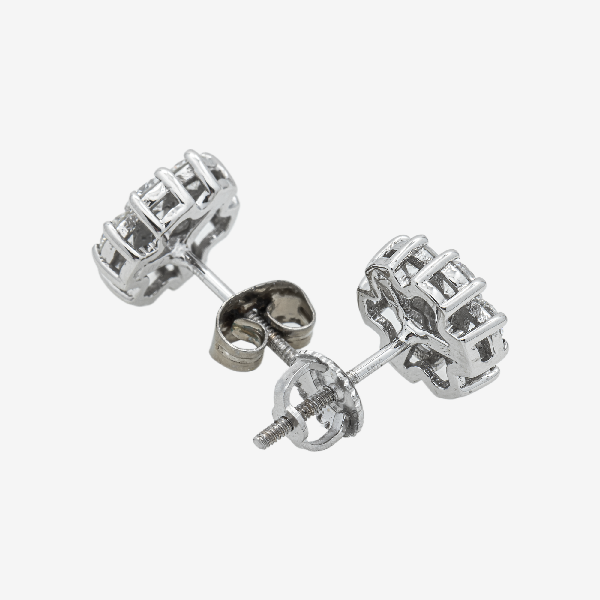 WHITE 3.4CT DIAMOND CLUSTER EARRINGS