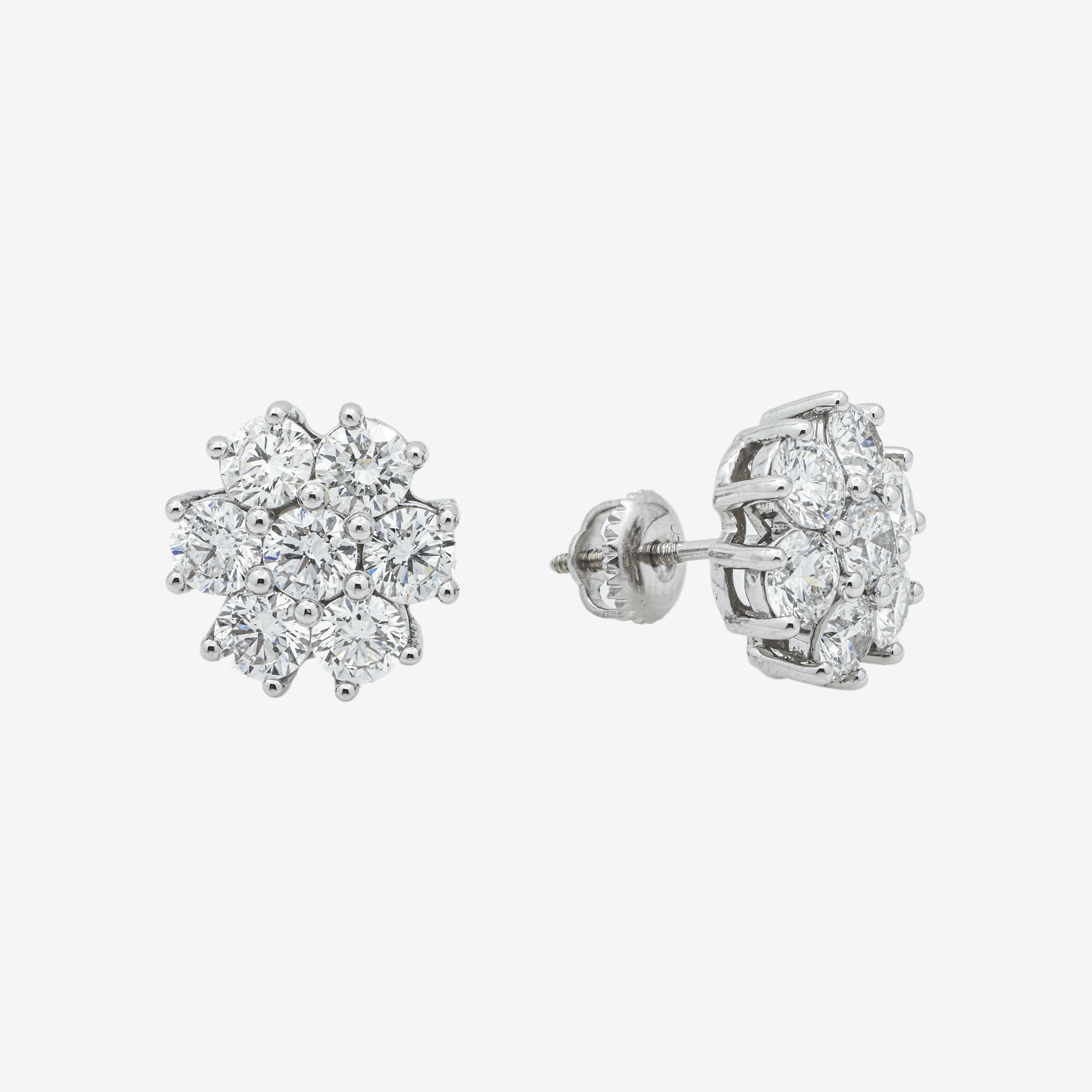 WHITE 1.4CT DIAMOND CLUSTER EARRINGS