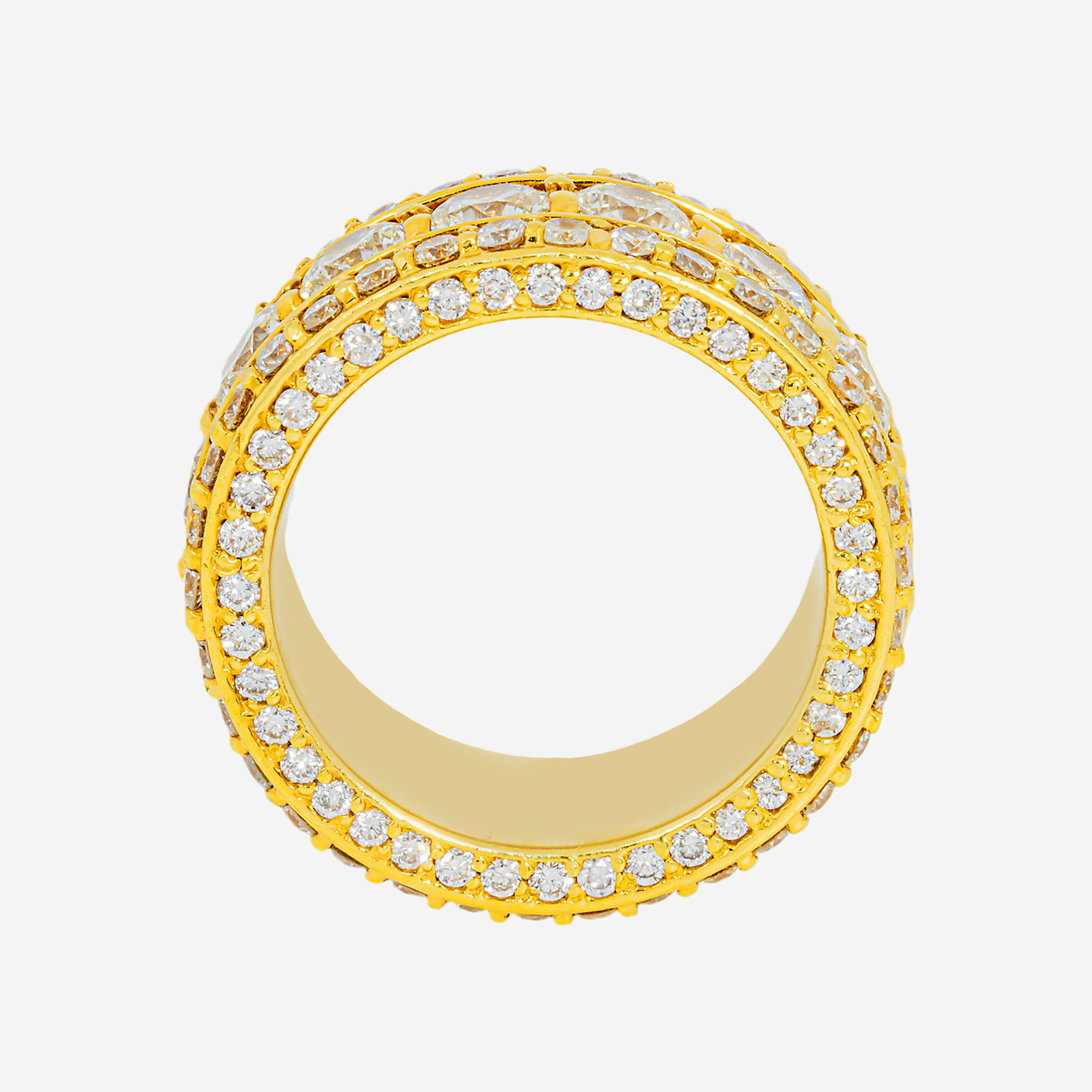 14K ROUND DIAMOND MULTI-ROW ETERNITY BAND LARGE CENTER DIAMOND PAVE WIDE WEDDING ANNIVERSARY RING IN YG