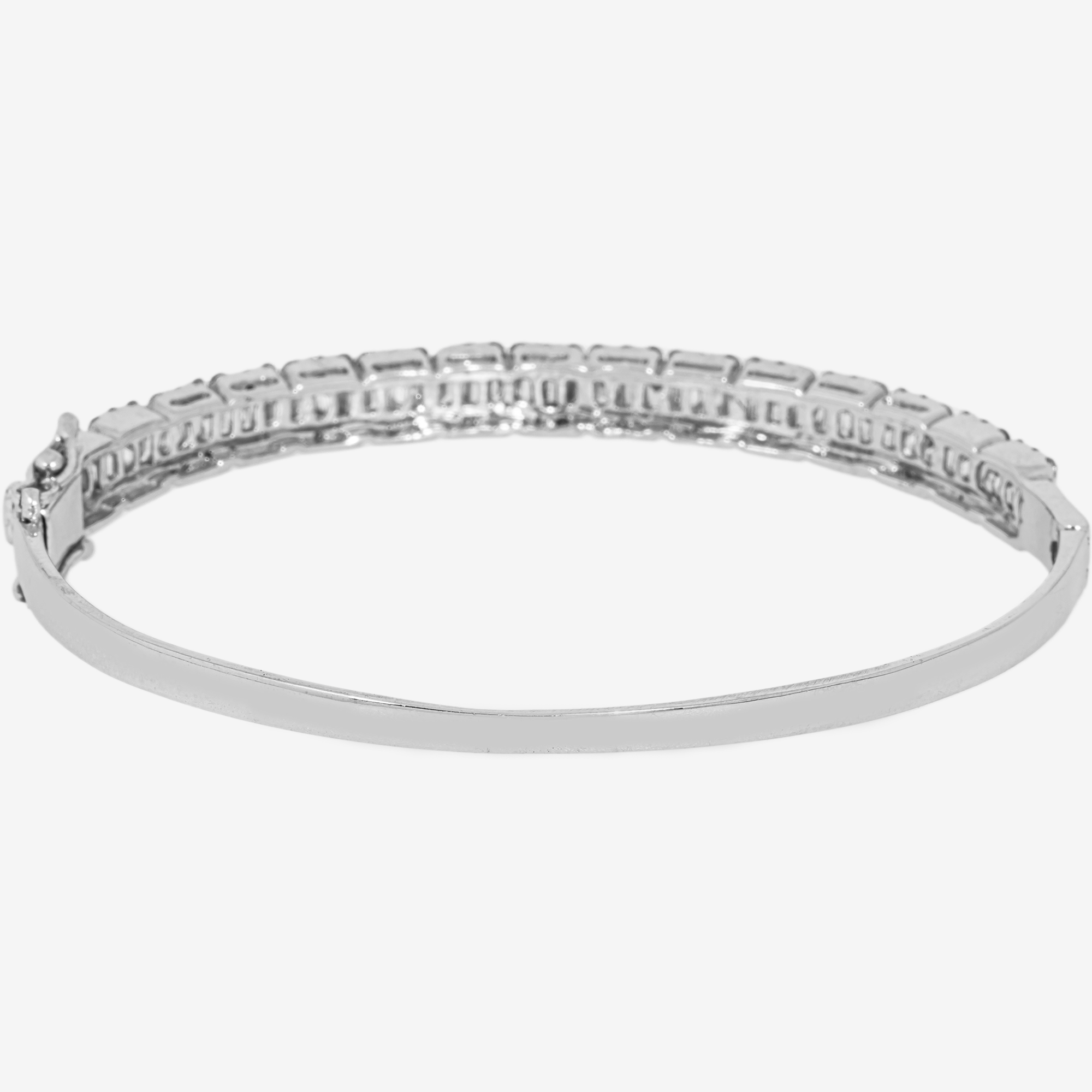 WHITE 3 ROW BAGUETTE DIAMOND BANGLE