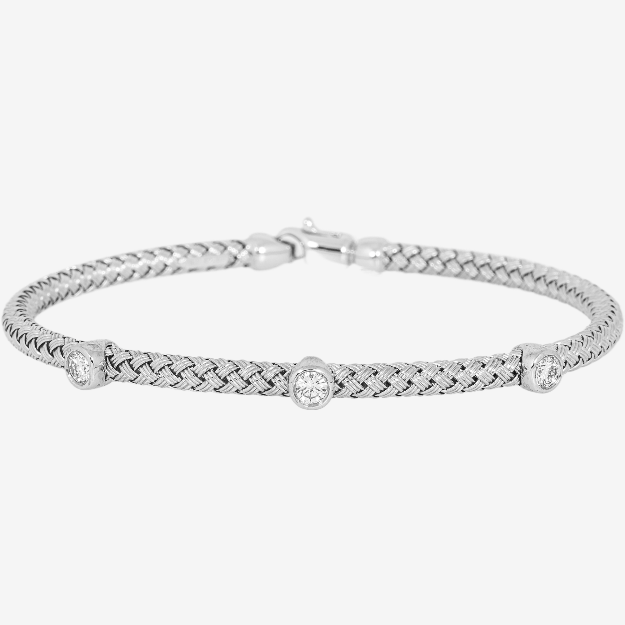 WHITE MESH 3 DIAMOND BANGLE