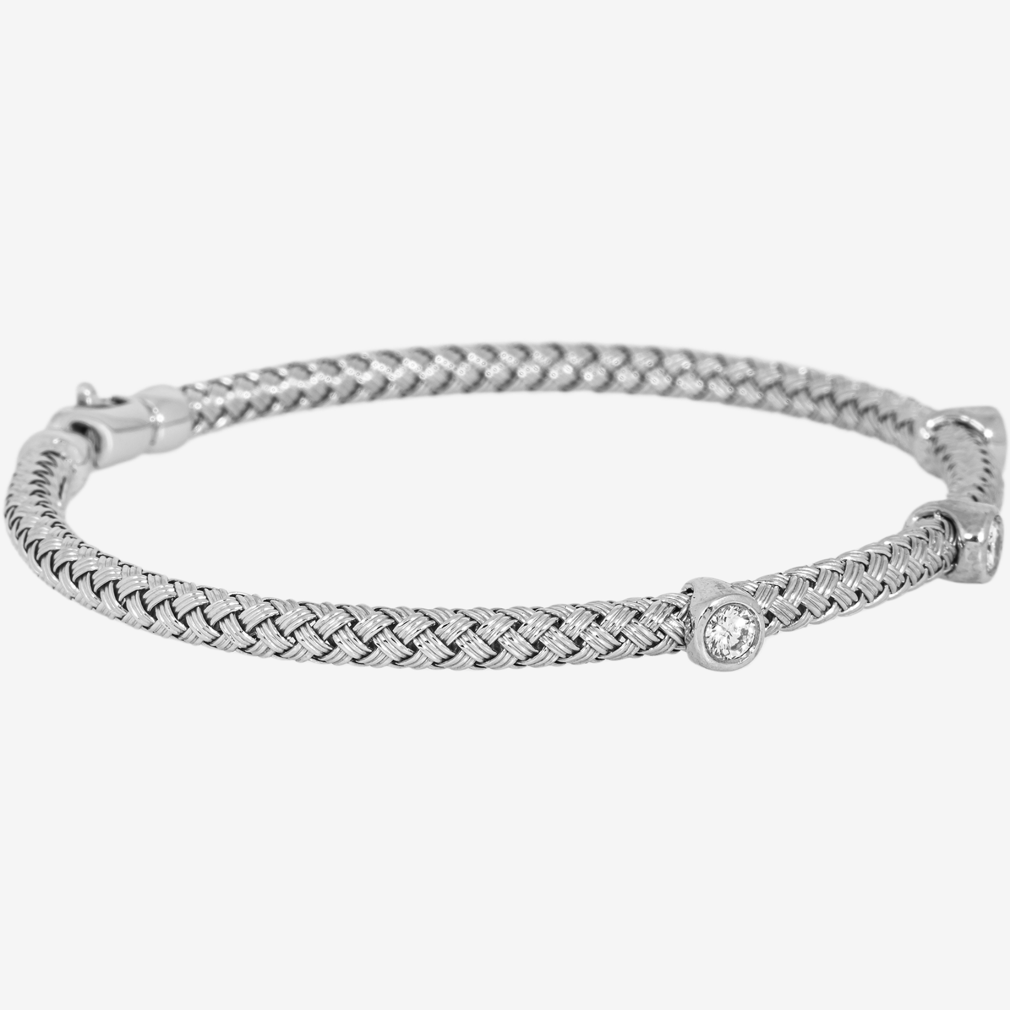WHITE MESH 3 DIAMOND BANGLE