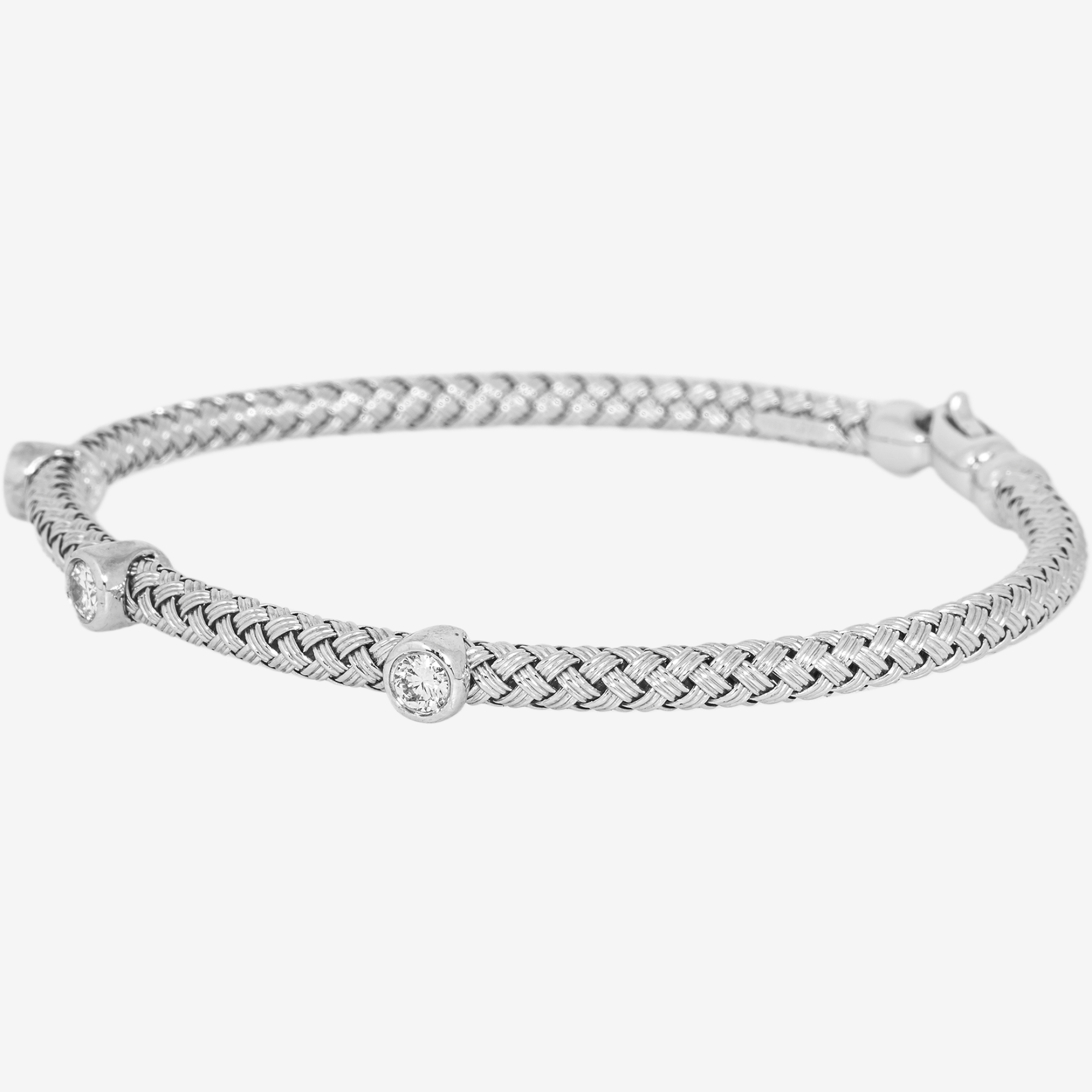WHITE MESH 3 DIAMOND BANGLE