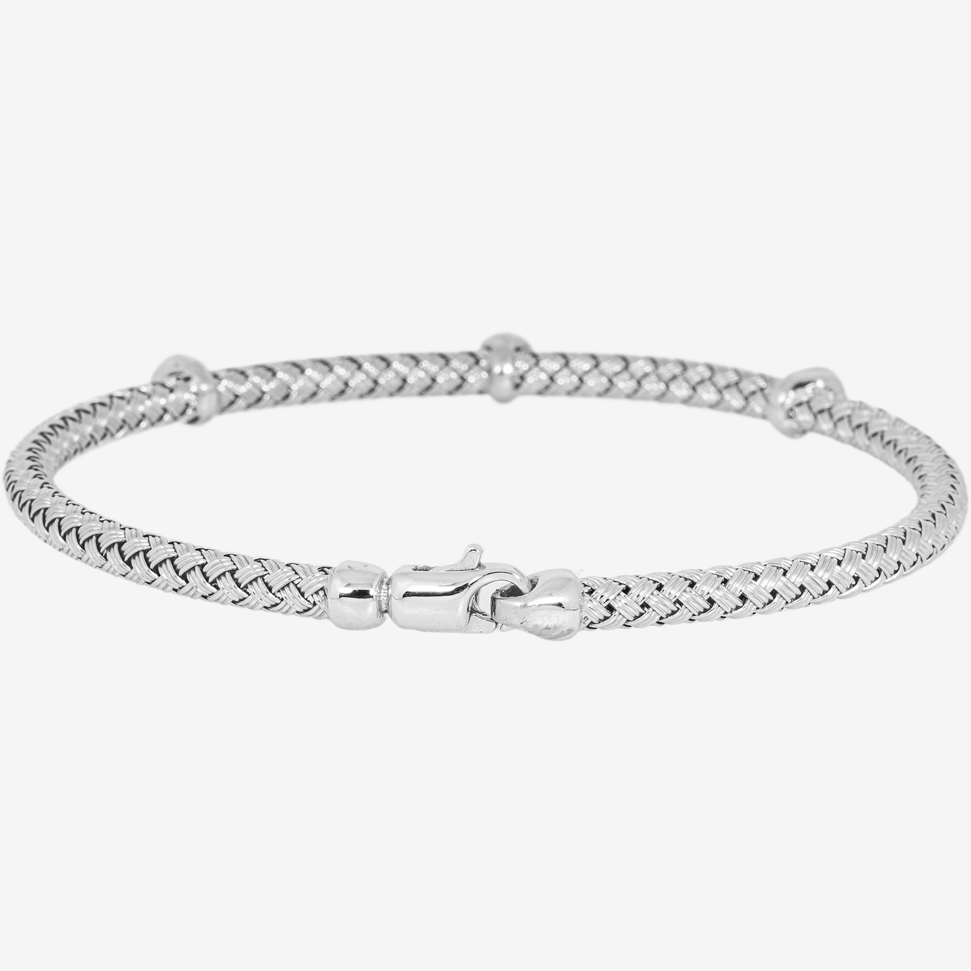 WHITE MESH 3 DIAMOND BANGLE