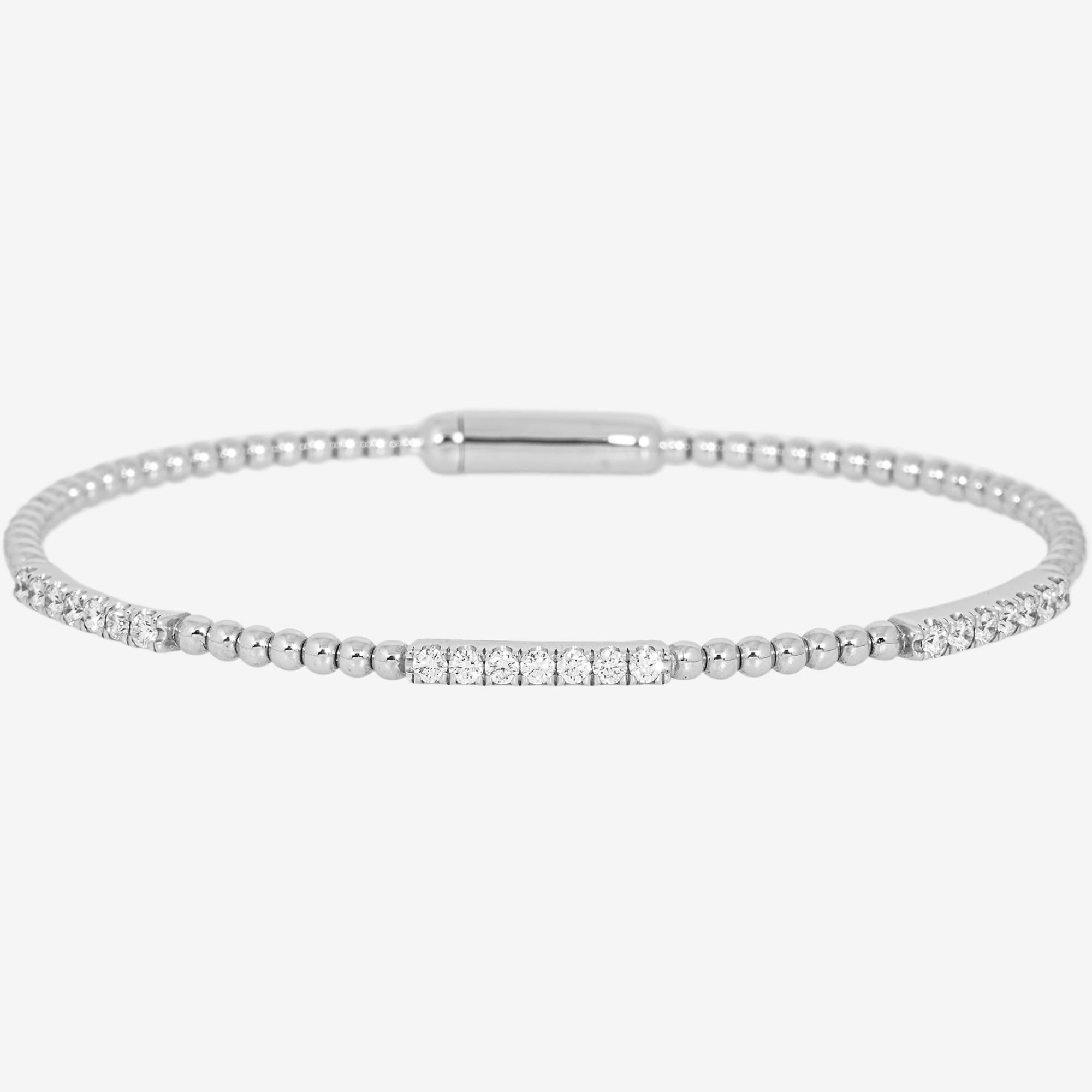 WHITE BEAD DIAMOND TENNIS BRACELET
