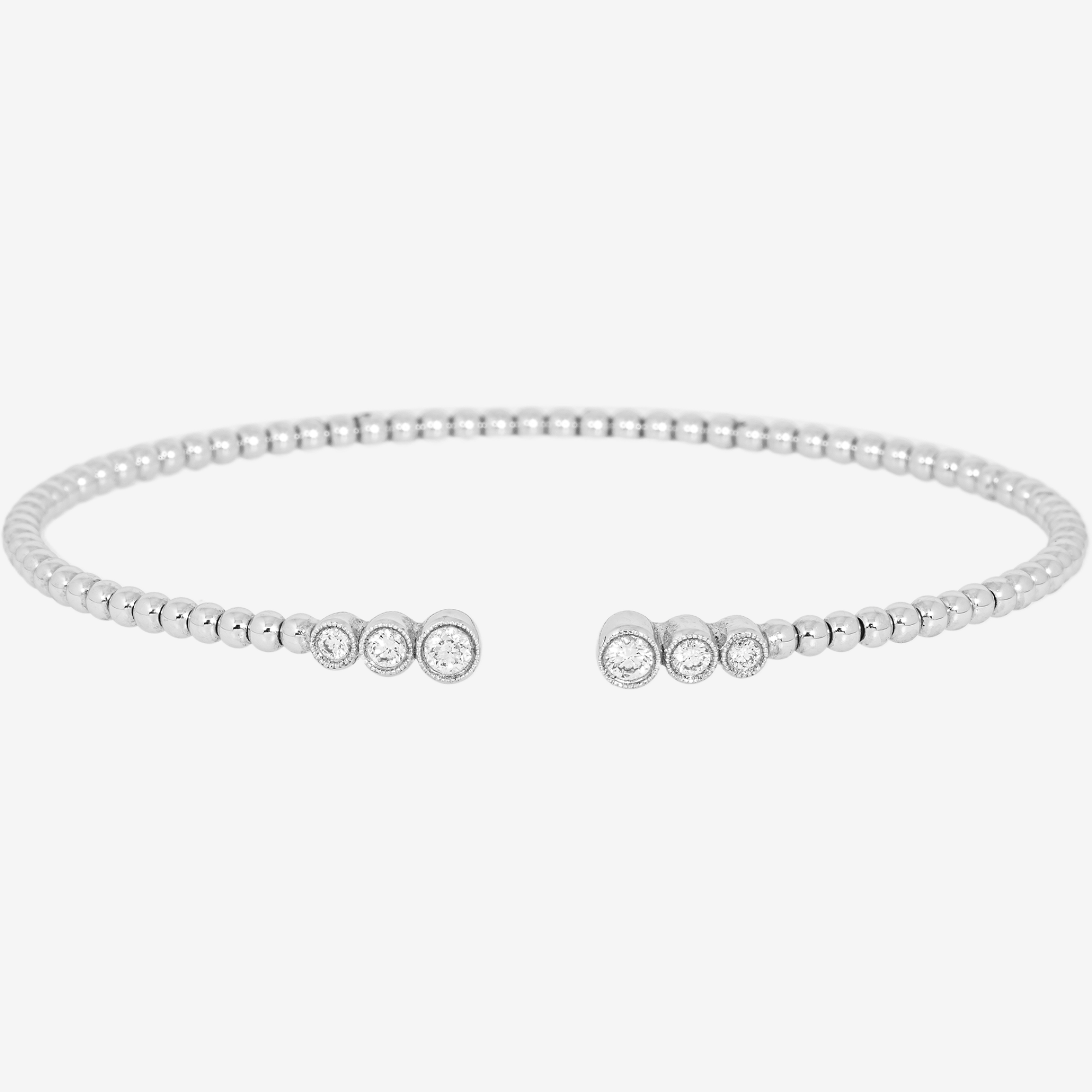 14K WHITE BEAD BAGUETTE BRACELET