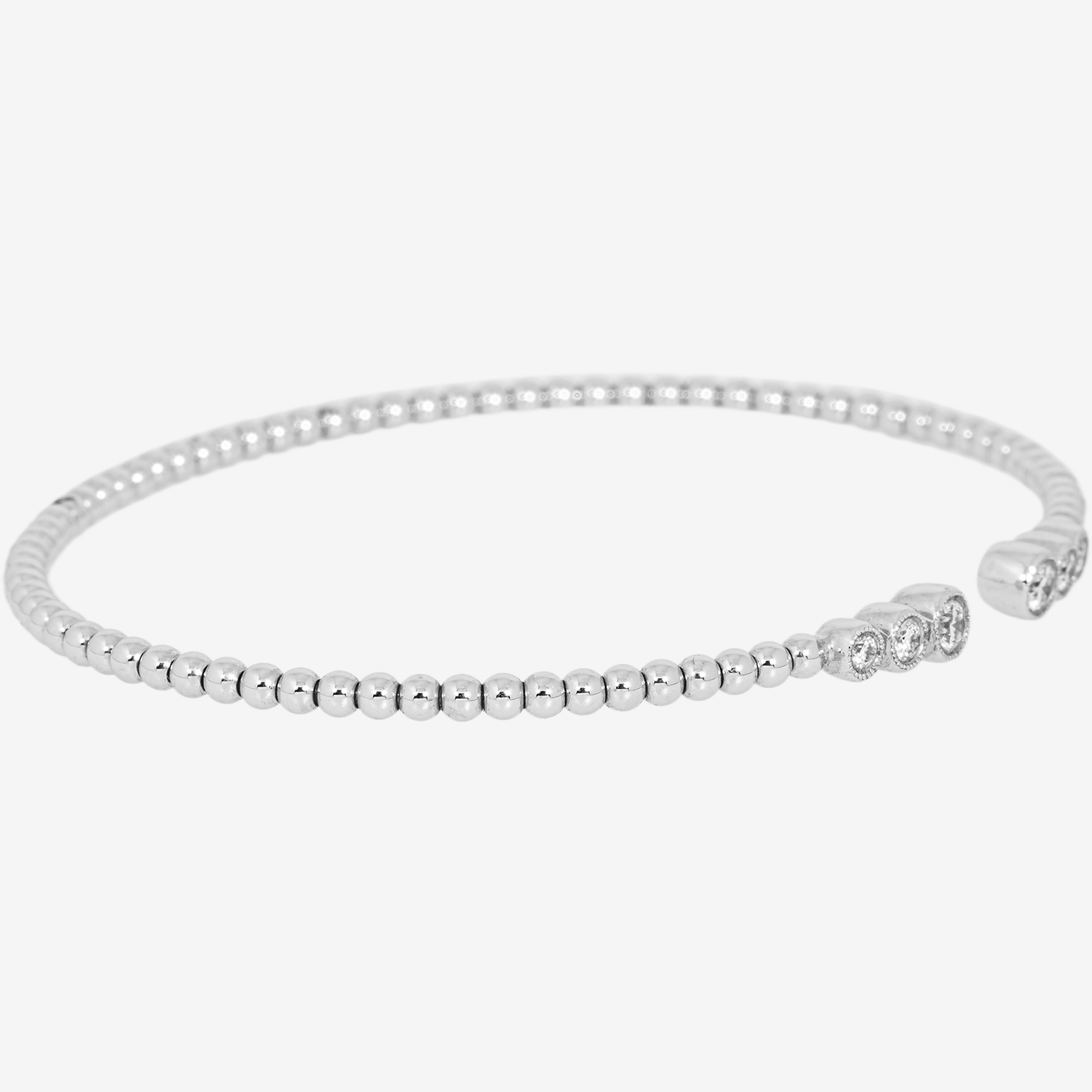 14K WHITE BEAD BAGUETTE BRACELET