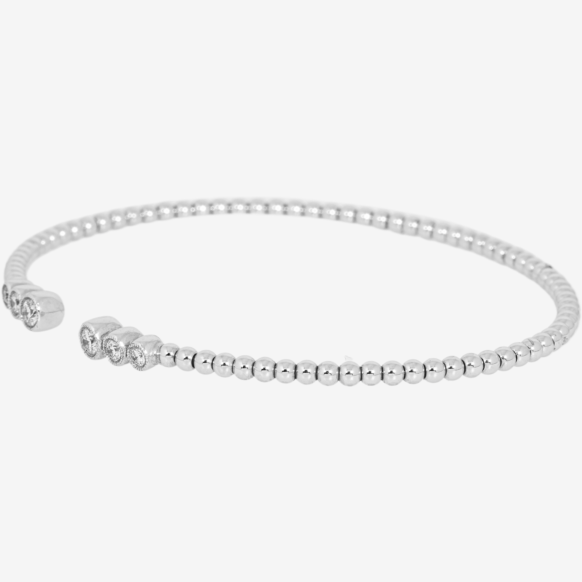 14K WHITE BEAD BAGUETTE BRACELET