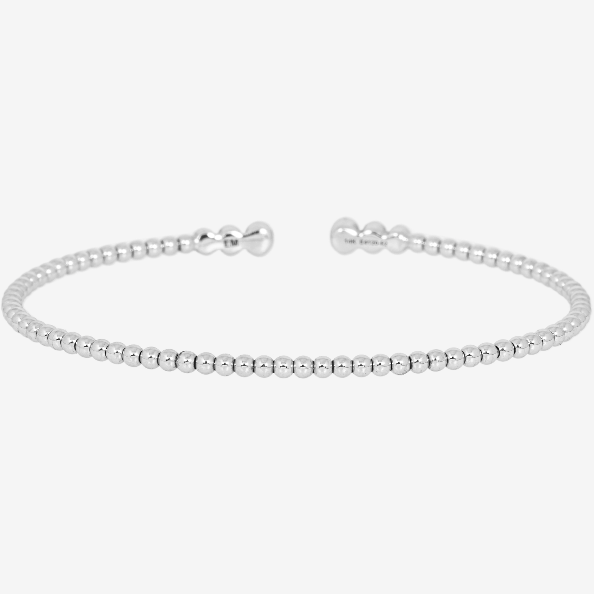 14K WHITE BEAD BAGUETTE BRACELET
