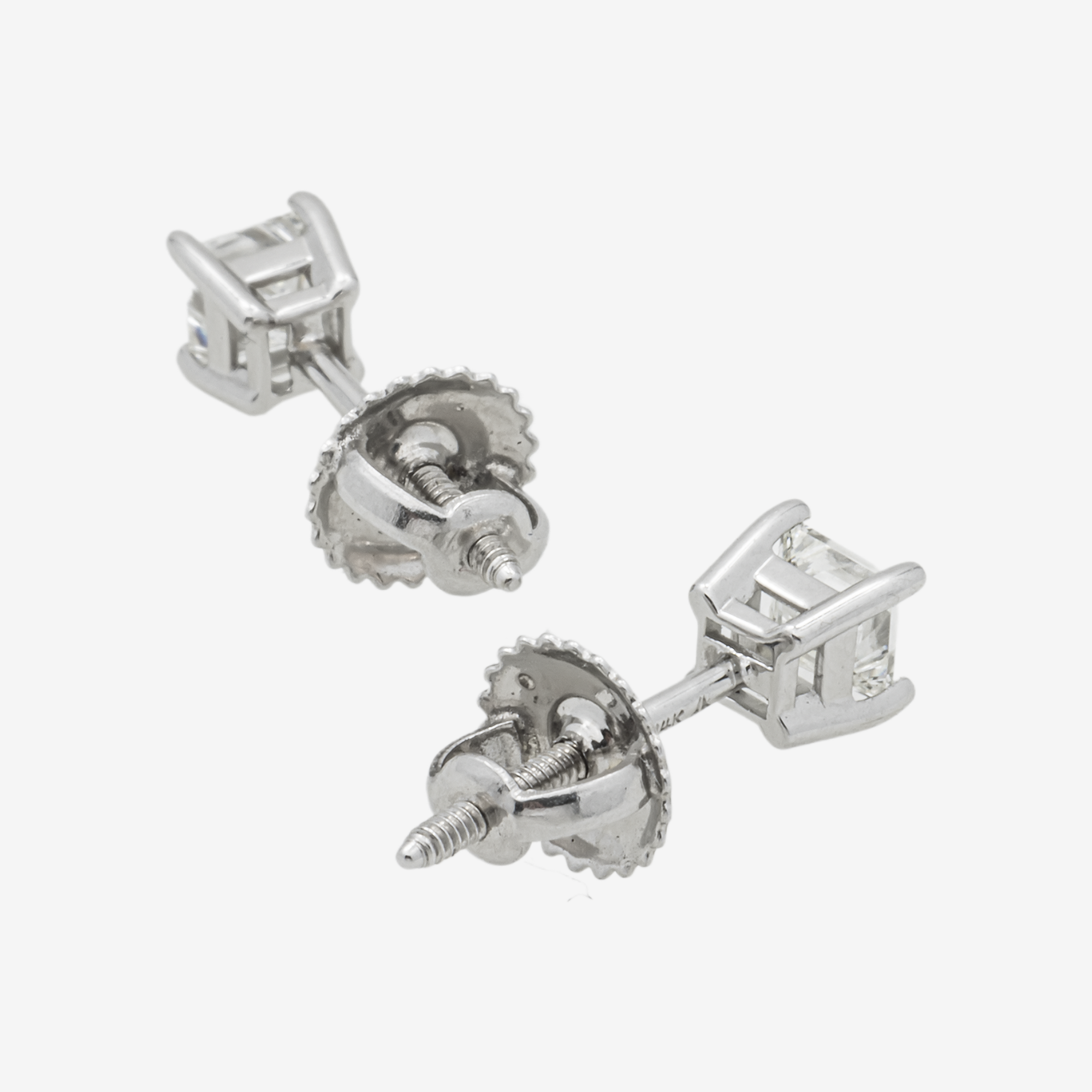 WHITE SQUARE STUD EARRINGS .5CT DIAMONDS