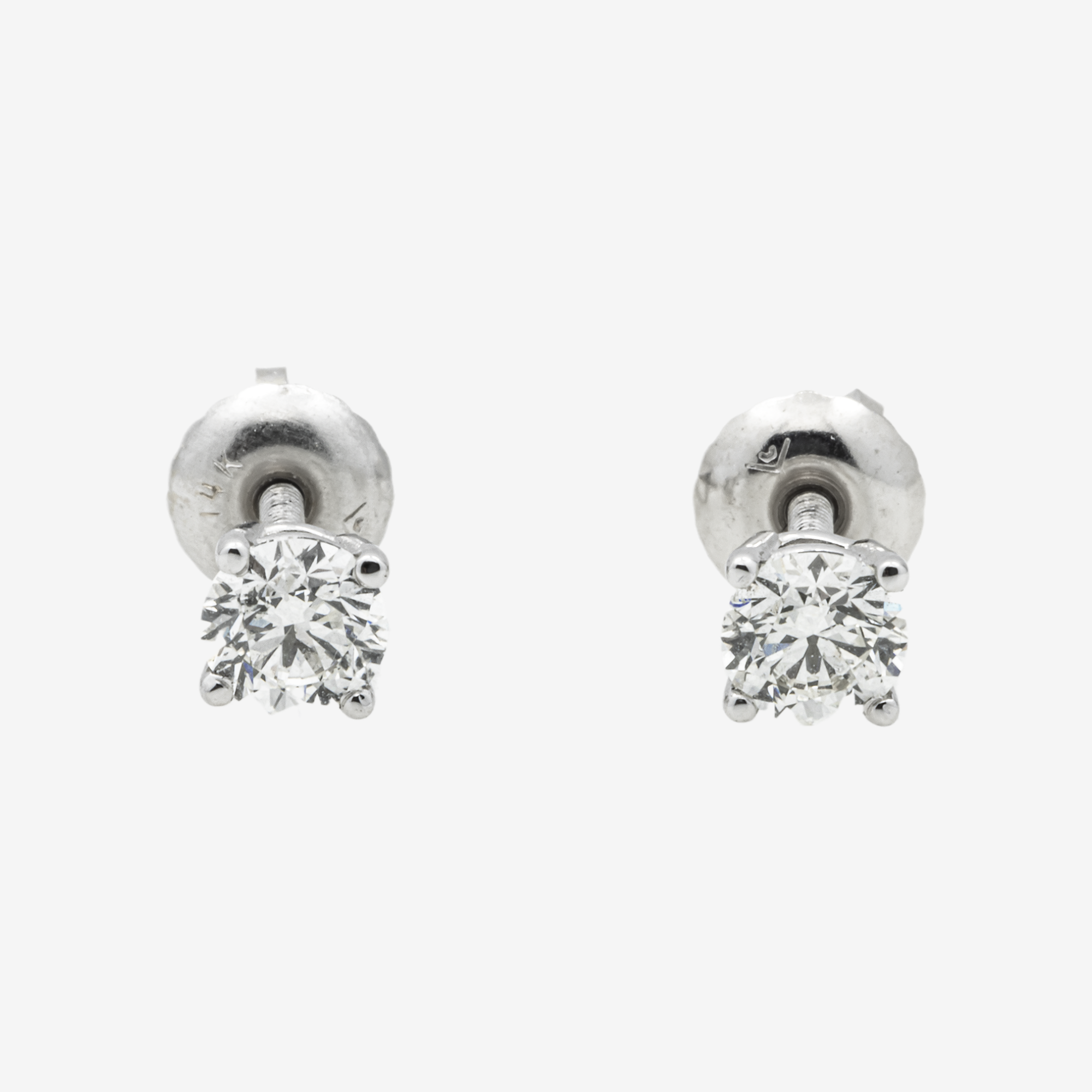 WHITE DIAMOND STUD EARRINGS .6CT DIAMONDS