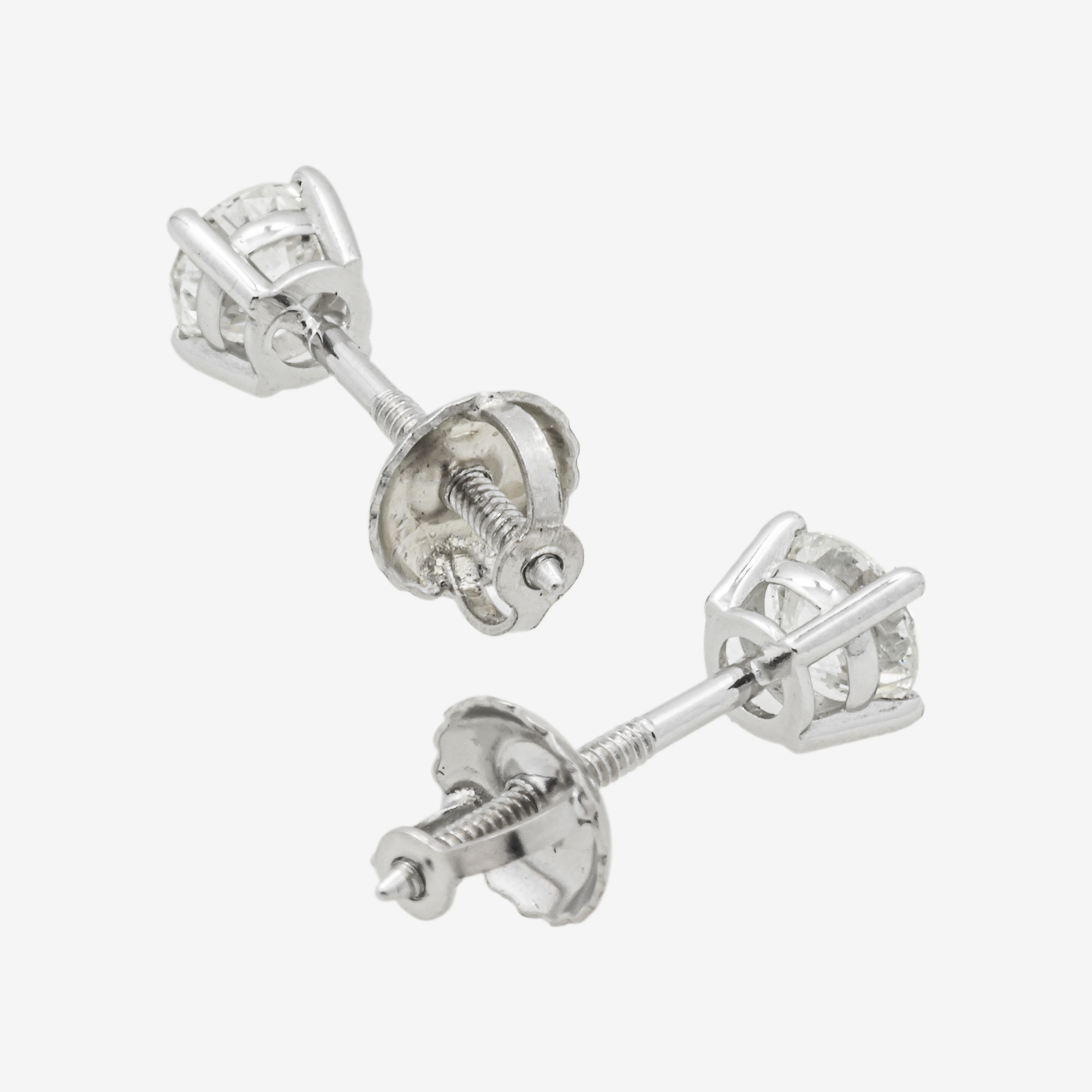 WHITE DIAMOND STUD EARRINGS .6CT DIAMONDS