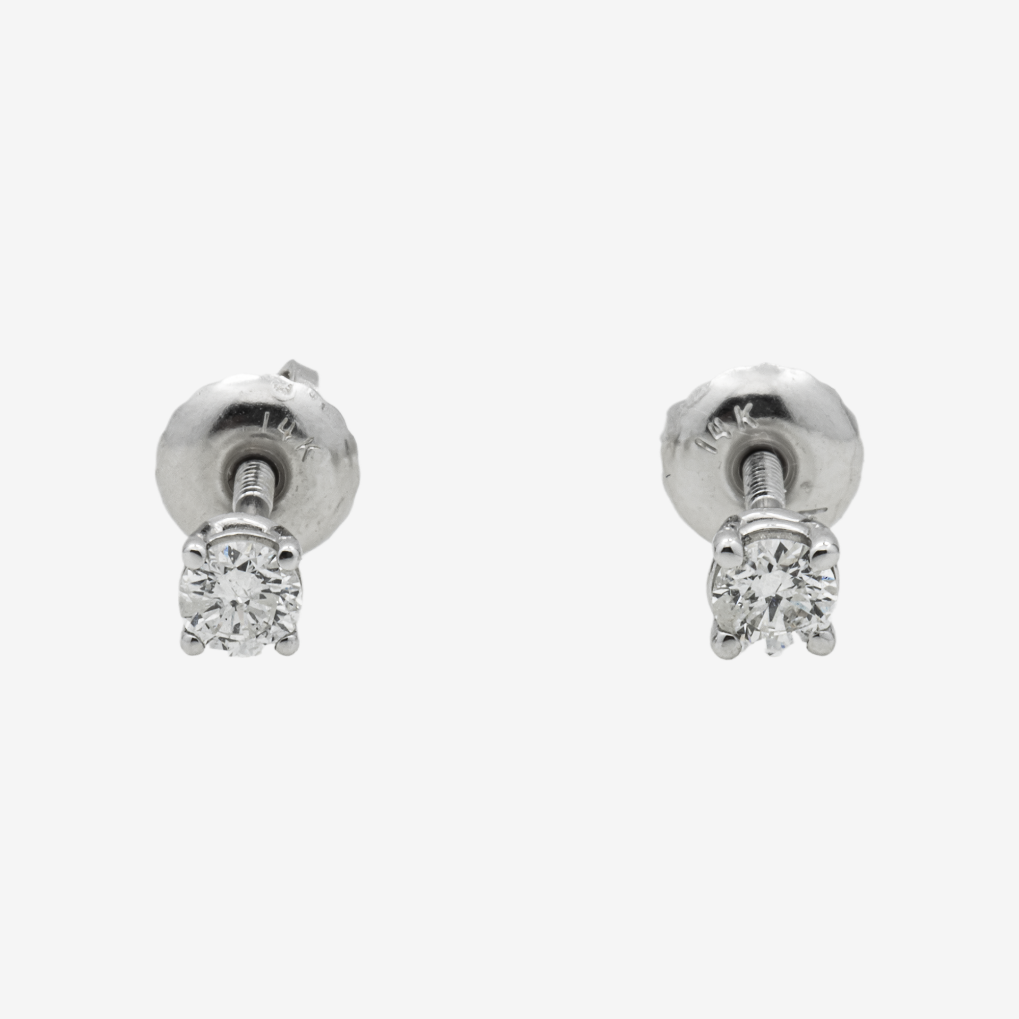 WHITE DIAMOND STUD EARRINGS .2CT DIAMONDS