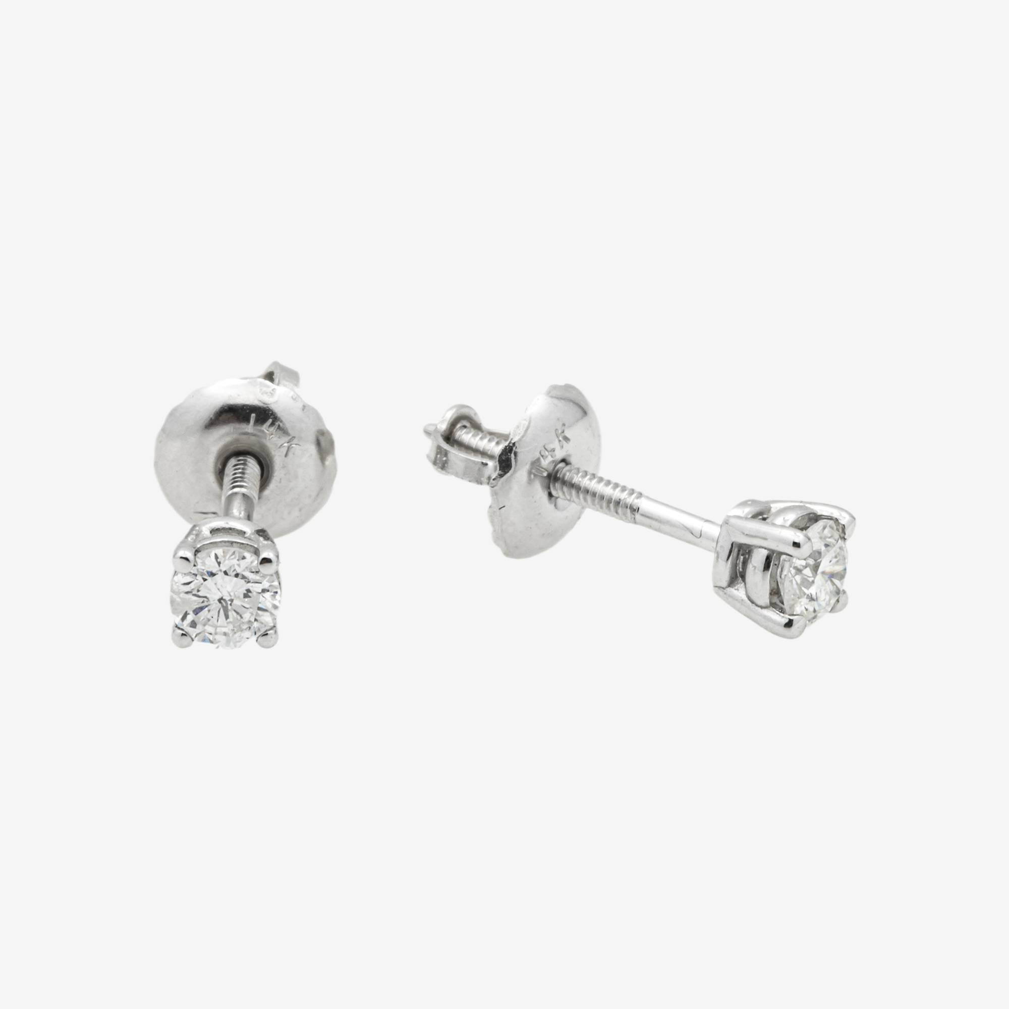 WHITE DIAMOND STUD EARRINGS .2CT DIAMONDS