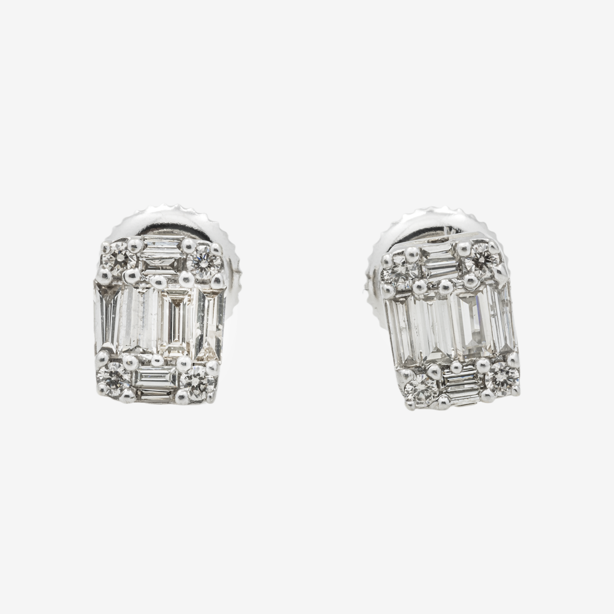 WHITE .71CT DIAMOND BAGUETTE EARRINGS