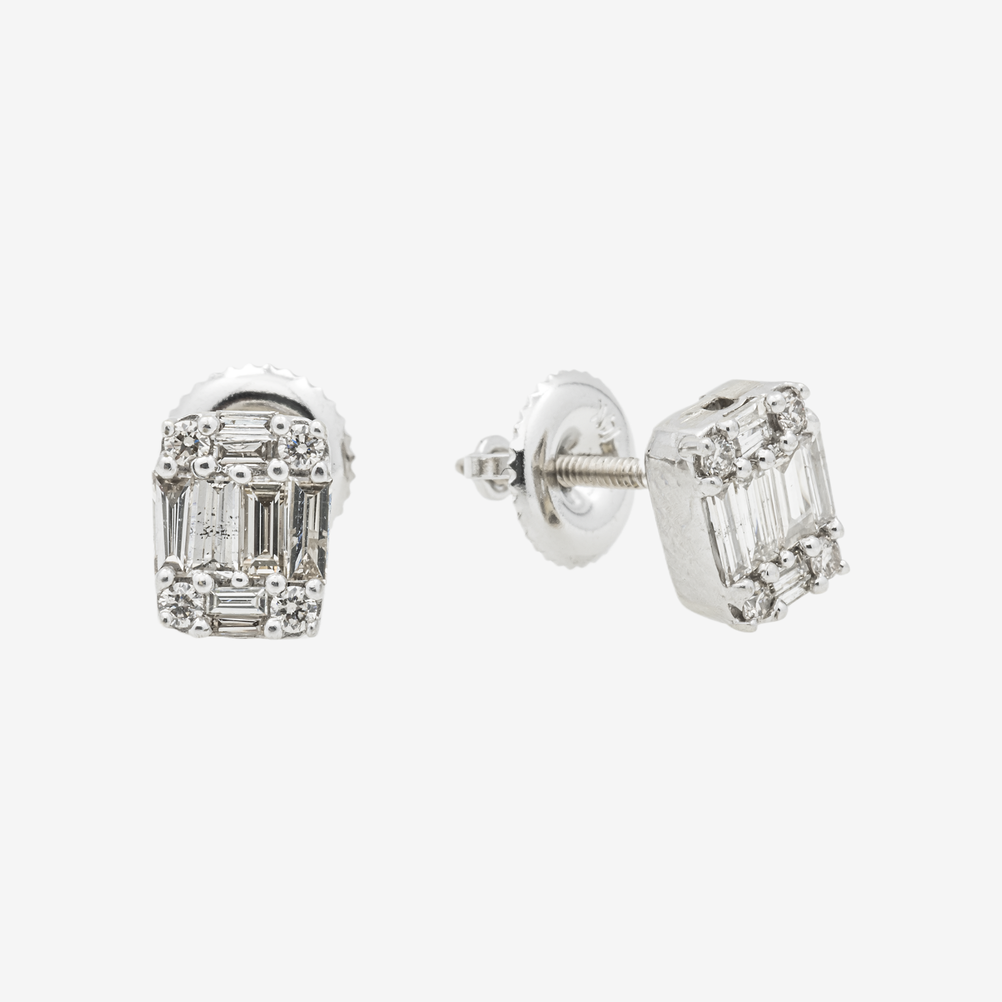 WHITE .71CT DIAMOND BAGUETTE EARRINGS