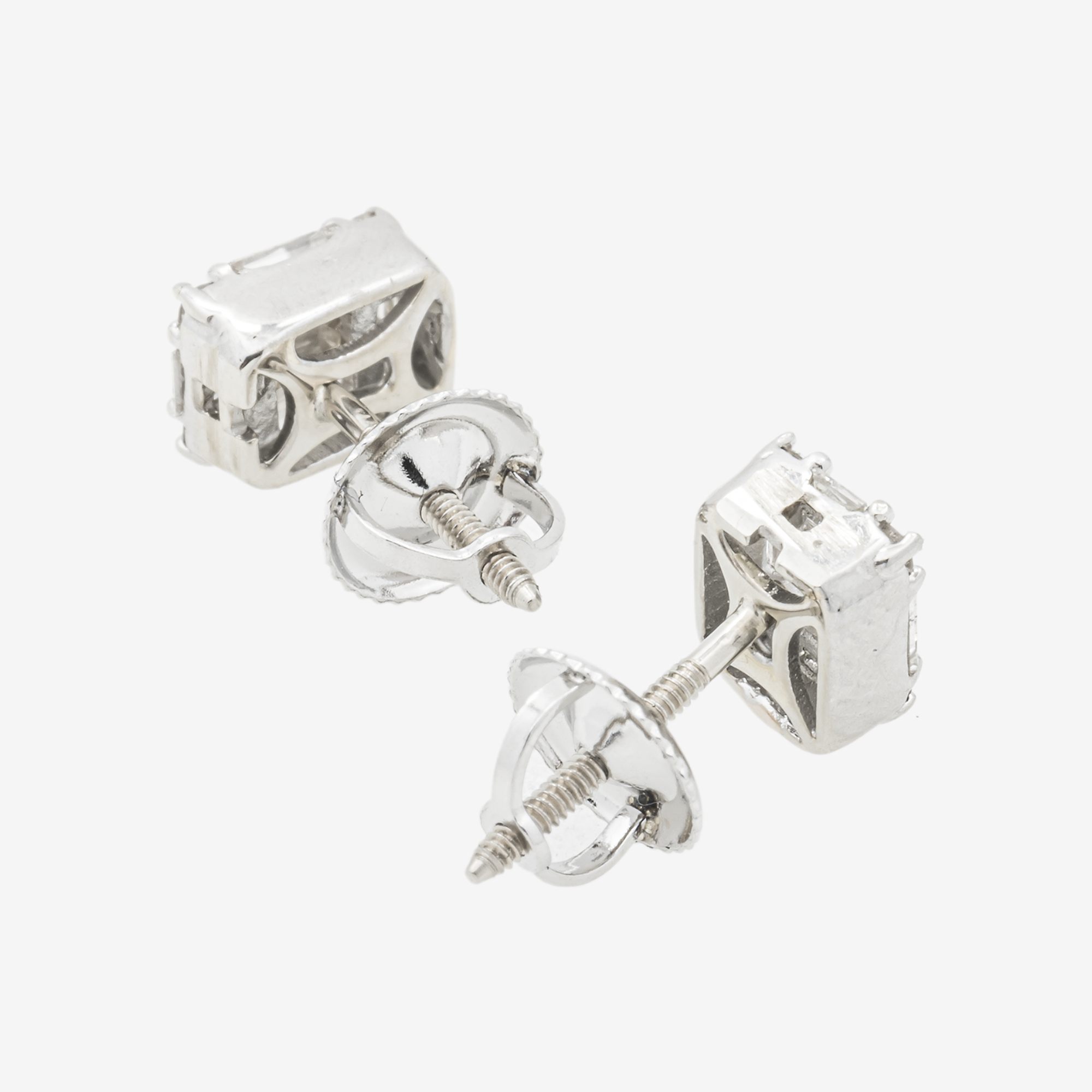 WHITE .71CT DIAMOND BAGUETTE EARRINGS