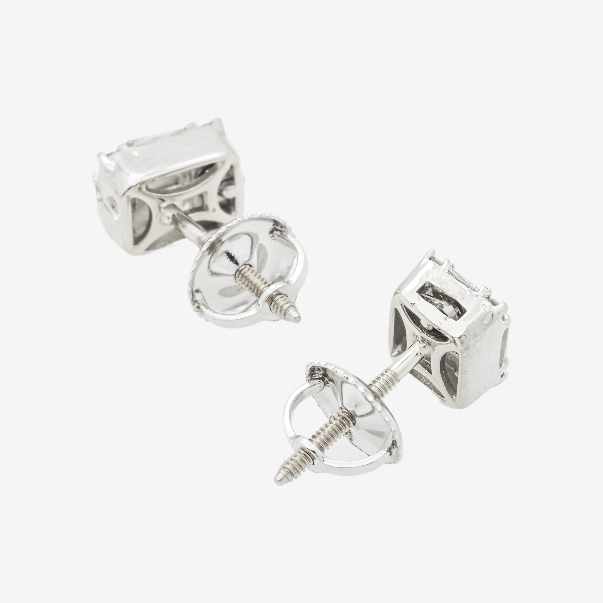 WHITE 1.96CT DIAMOND BAGUETTE EARRINGS