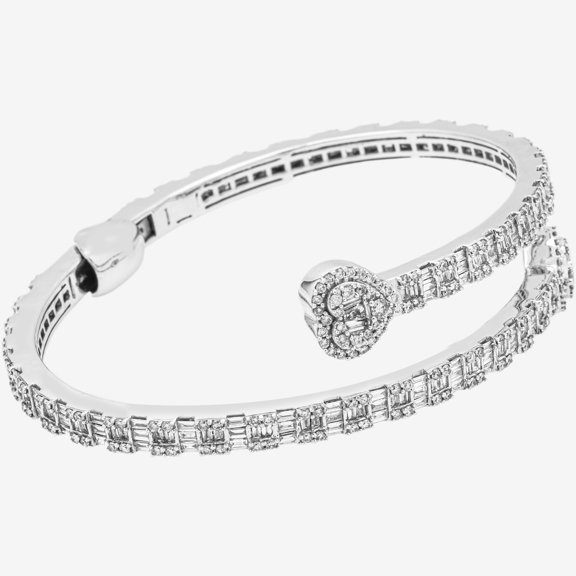 WHITE HEART 3.5CT BAGUETTE BRACELET